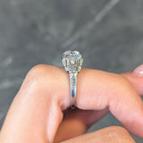 Art Deco 0.65 CTW Diamond 18 Karat Gold Greek Key Floral Vintage Engagement Ring