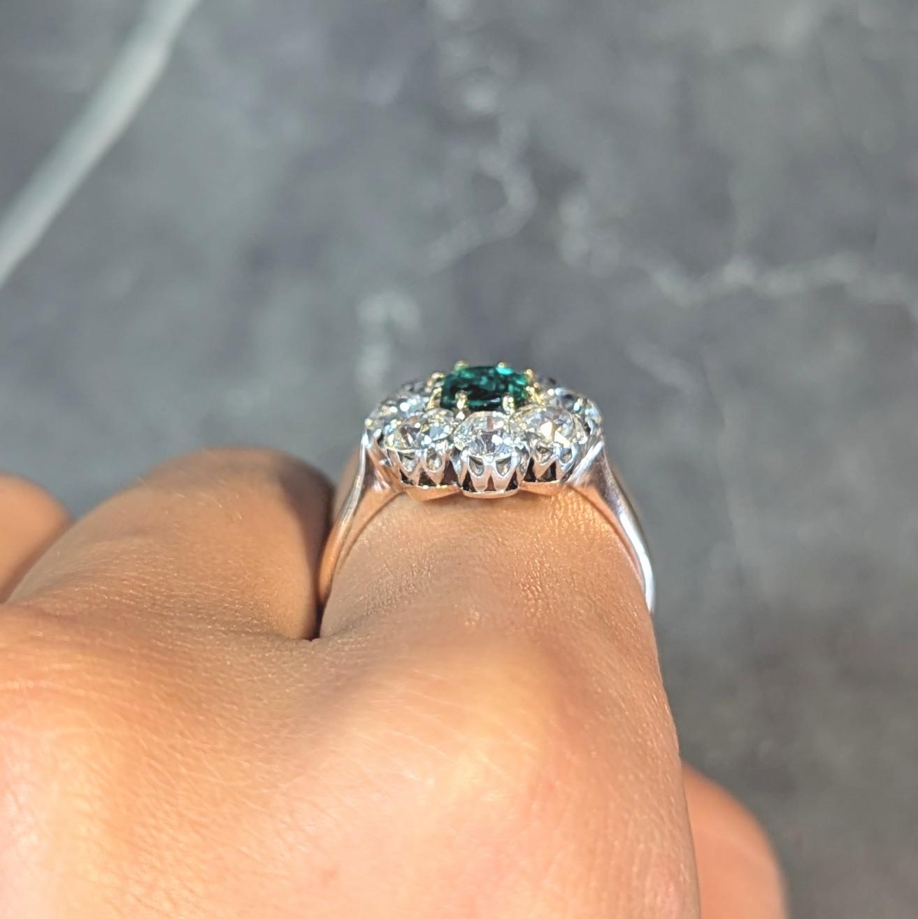 Victorian 2.69 CTW No Oil Colombian Emerald Diamond 14K Gold Antique Ring