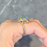 1960s Sapphire Diamond Essex Crystal 14 Karat Gold Vintage Blue Bird Bypass Ring