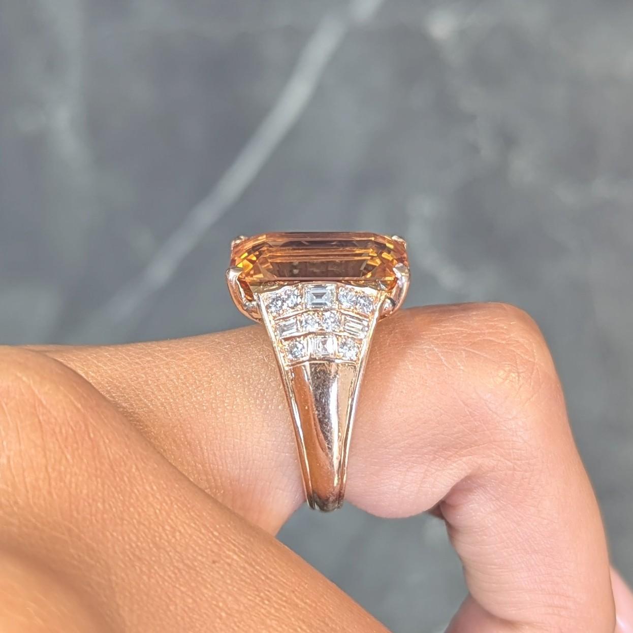 1980's 12.25 CTW Imperial Topaz Diamond 14 Karat Gold Vintage Cocktail Ring