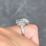 Mid-Century 5.13 CTW Fancy Green Diamond Platinum Toi-Et-Moi Bypass Vintage Ring