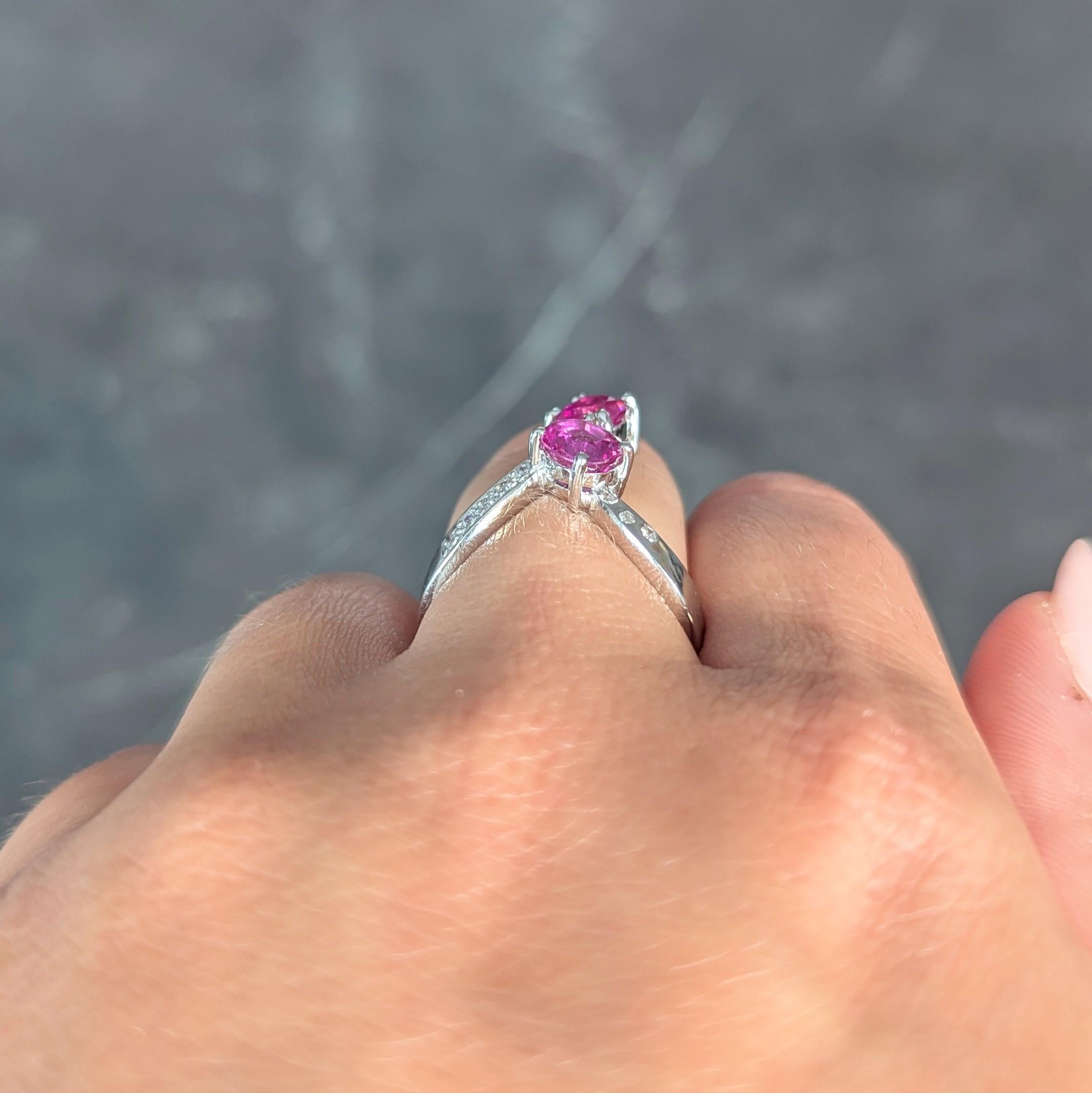 Contemporary 1.85 CTW Madagascar Pink Sapphire Diamond 18K Gold Bypass Ring GIA