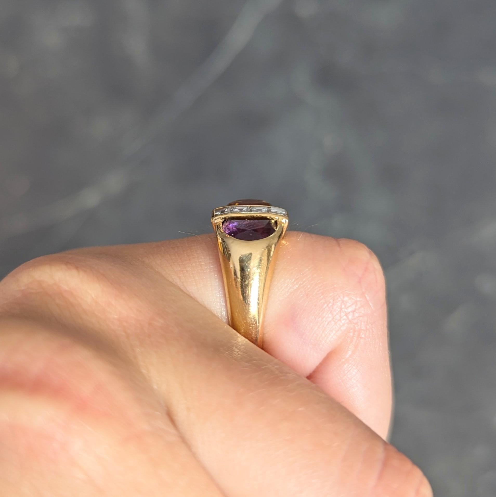 Cartier 1980's 2.04 CTW Amethyst Citrine Diamond 18K Yellow Gold Vintage Ring