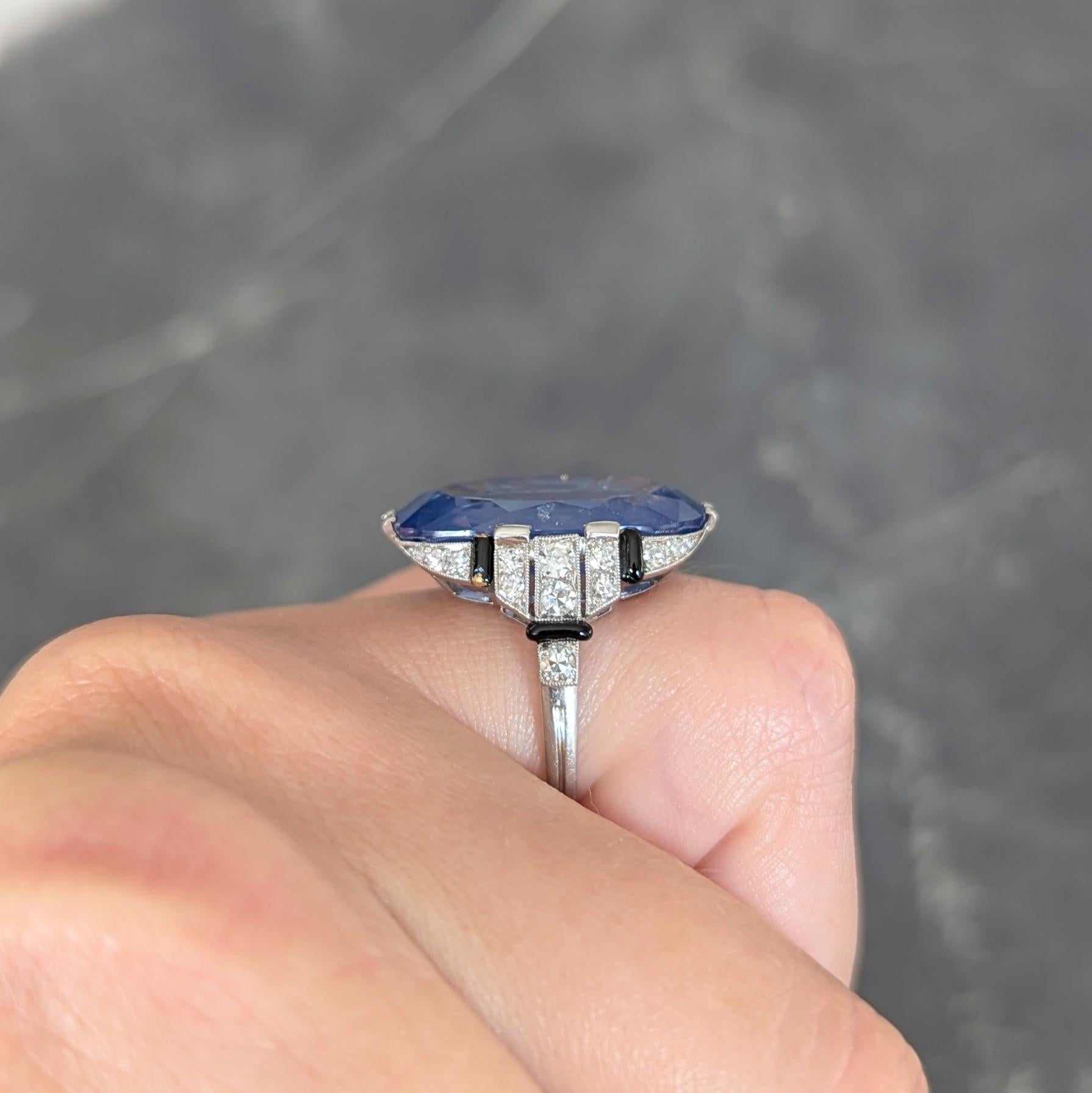 Sellier Dumont Art Deco French Ceylon Sapphire Diamond Platinum Vintage Ring