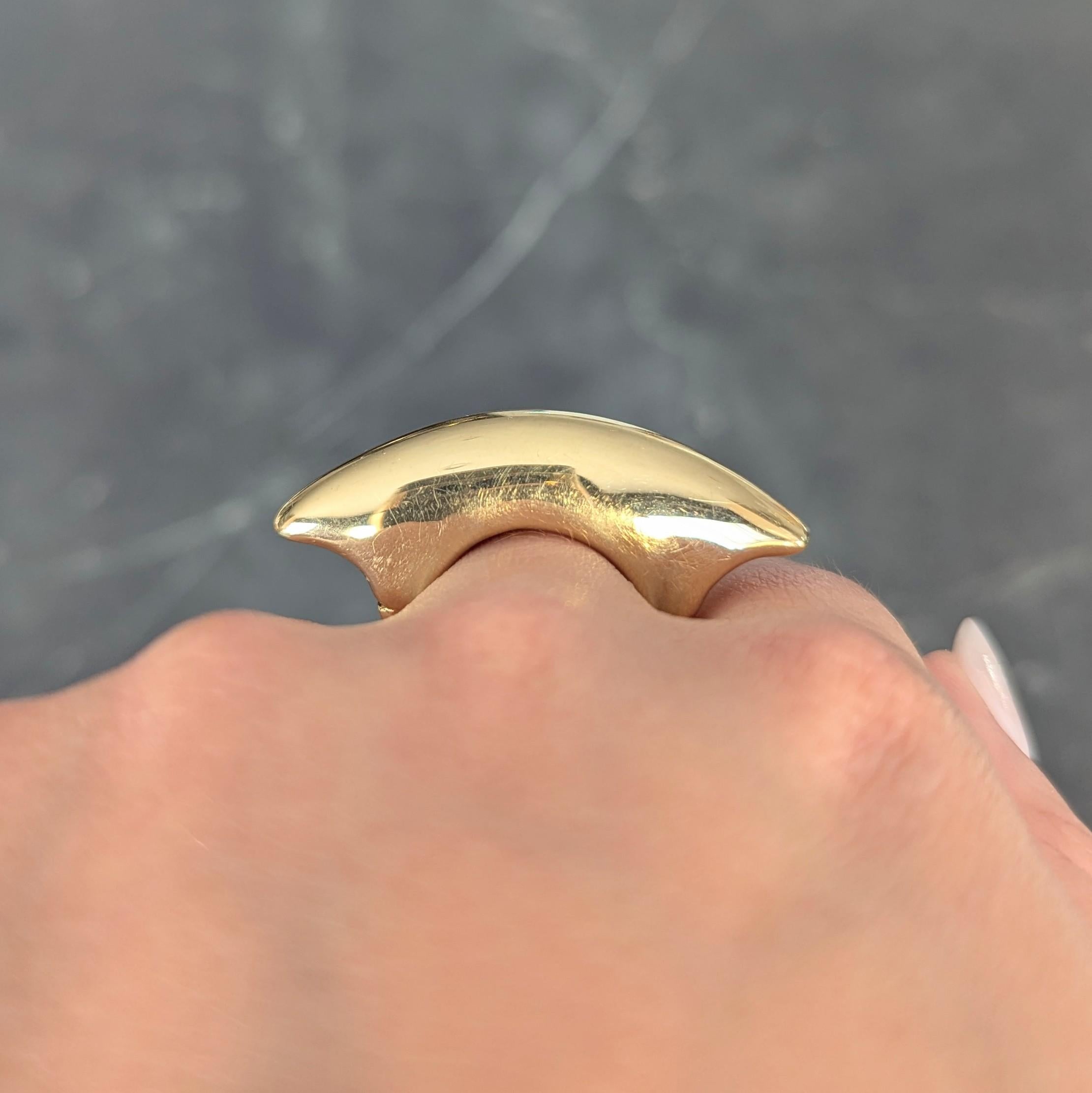 Effedue 1970s 18 Karat Yellow Gold Vintage Domed Bar Ring