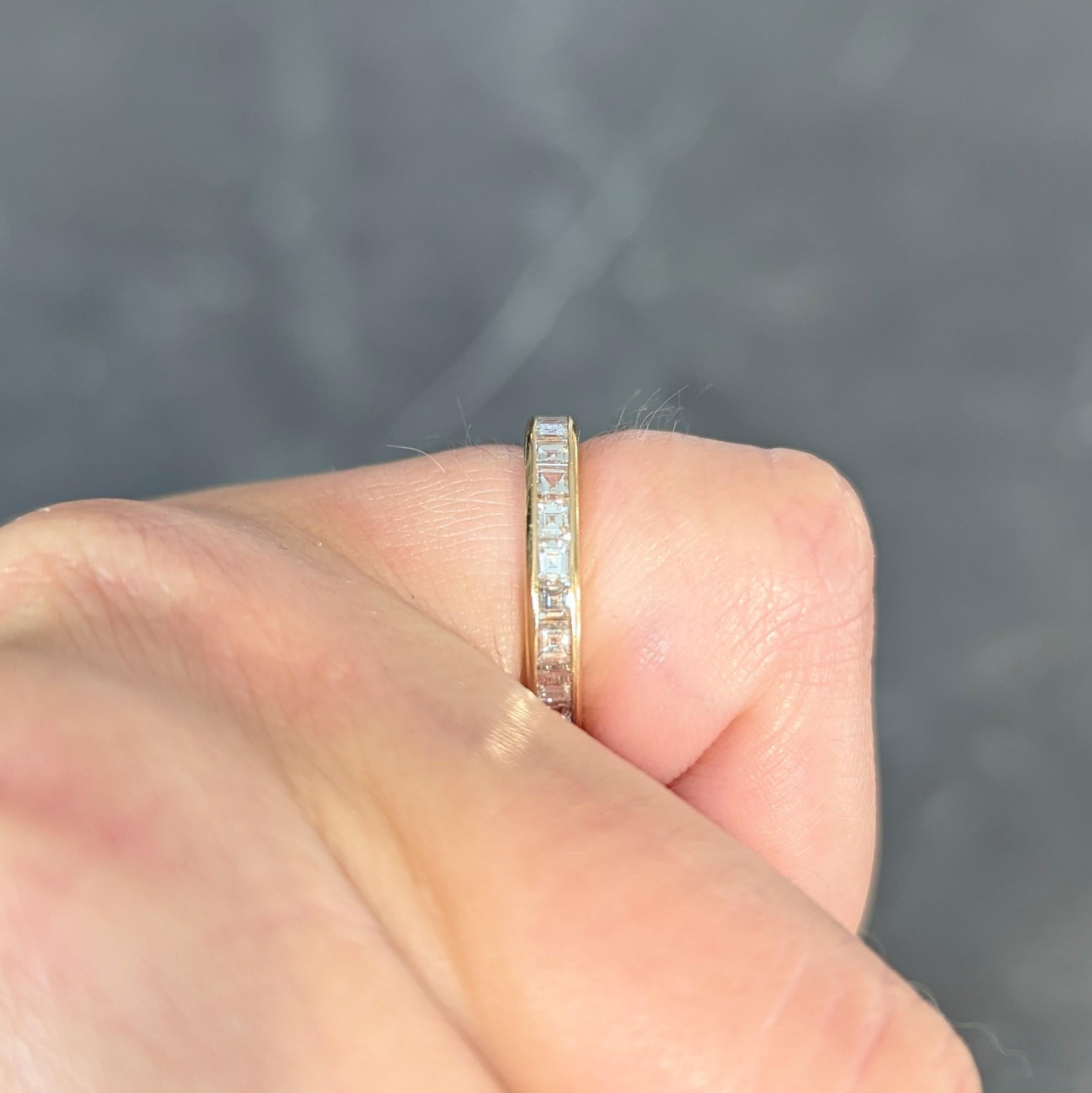 Oscar Heyman 1990's 1.35 CTW Square Step Diamond 18K Gold Vintage Eternity Band