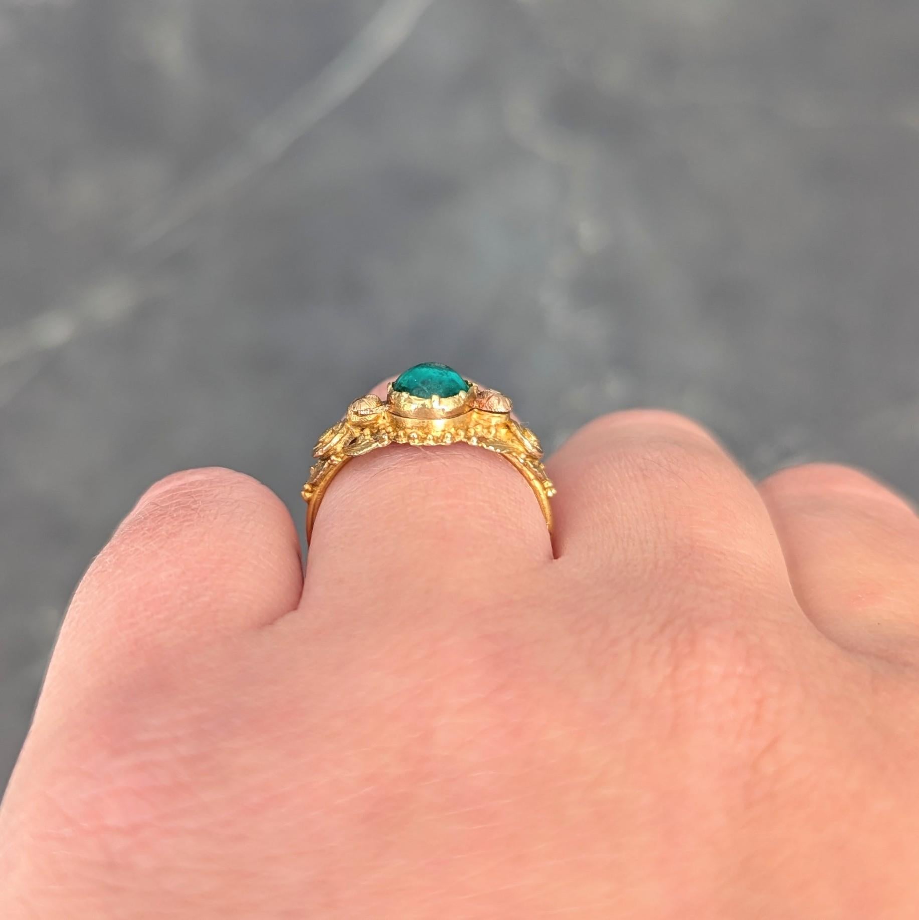 Georgian Emerald 22 Karat Gold Antique Napoleon Bonaparte Death Token Ring