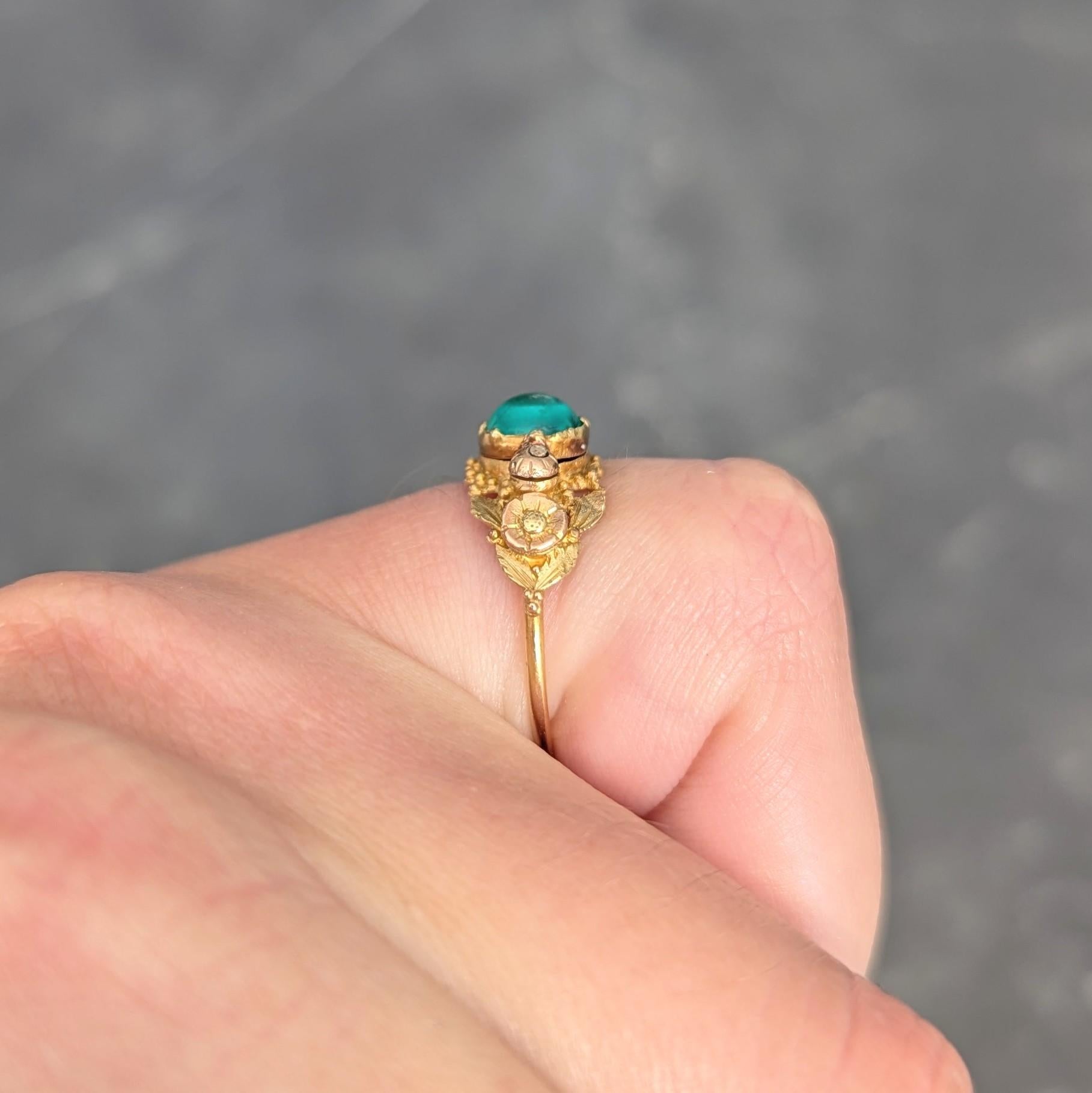 Georgian Emerald 22 Karat Gold Antique Napoleon Bonaparte Death Token Ring