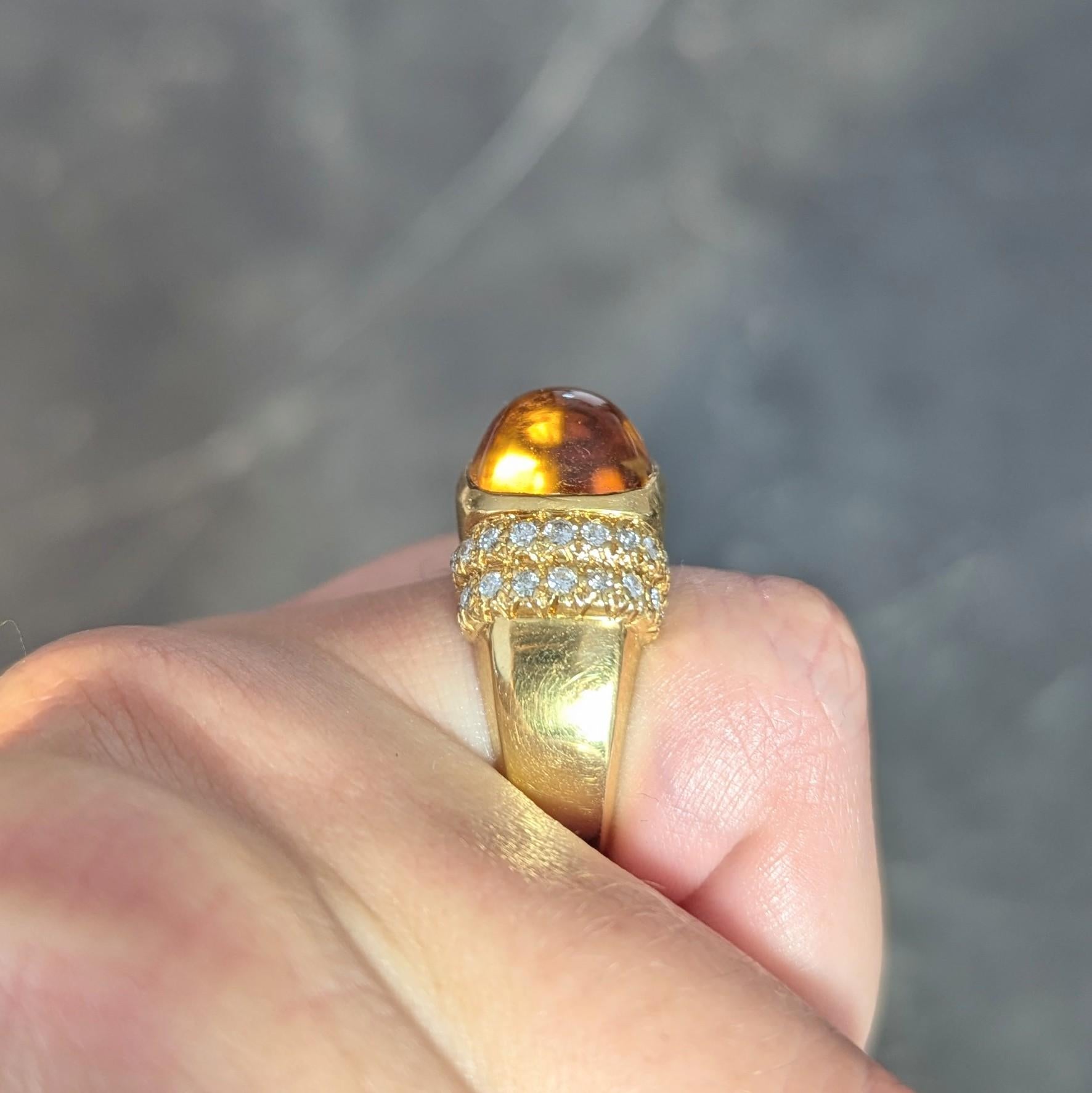 Marlene Stowe 1980s 6.36 CTW Citrine Diamond 18 Karat Gold Vintage Ring