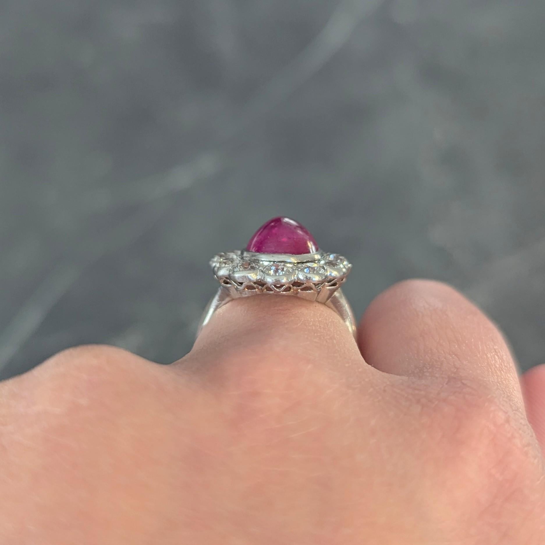 Art Deco 9.92 CTW No Heat Burma Ruby Diamond Platinum Vintage Halo Ring AGL