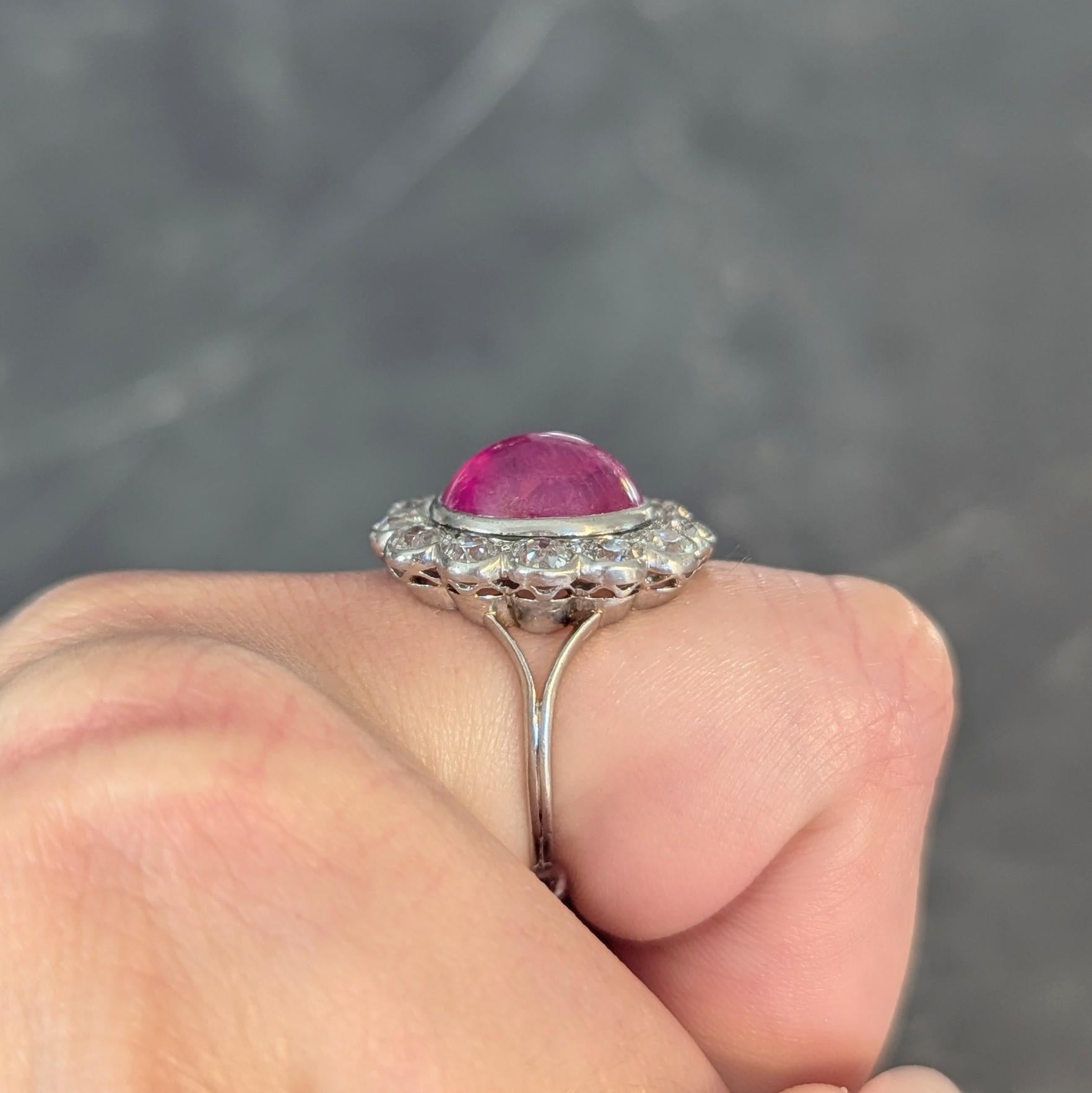 Art Deco 9.92 CTW No Heat Burma Ruby Diamond Platinum Vintage Halo Ring AGL