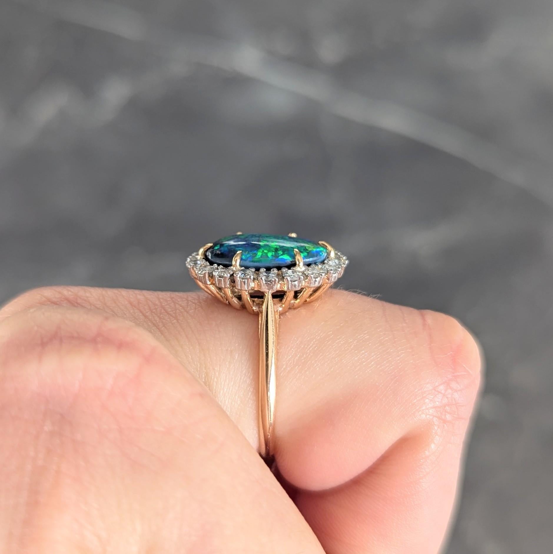 Cartier 1960's Diamond Opal Platinum 18 Karat Gold Vintage Halo Ring