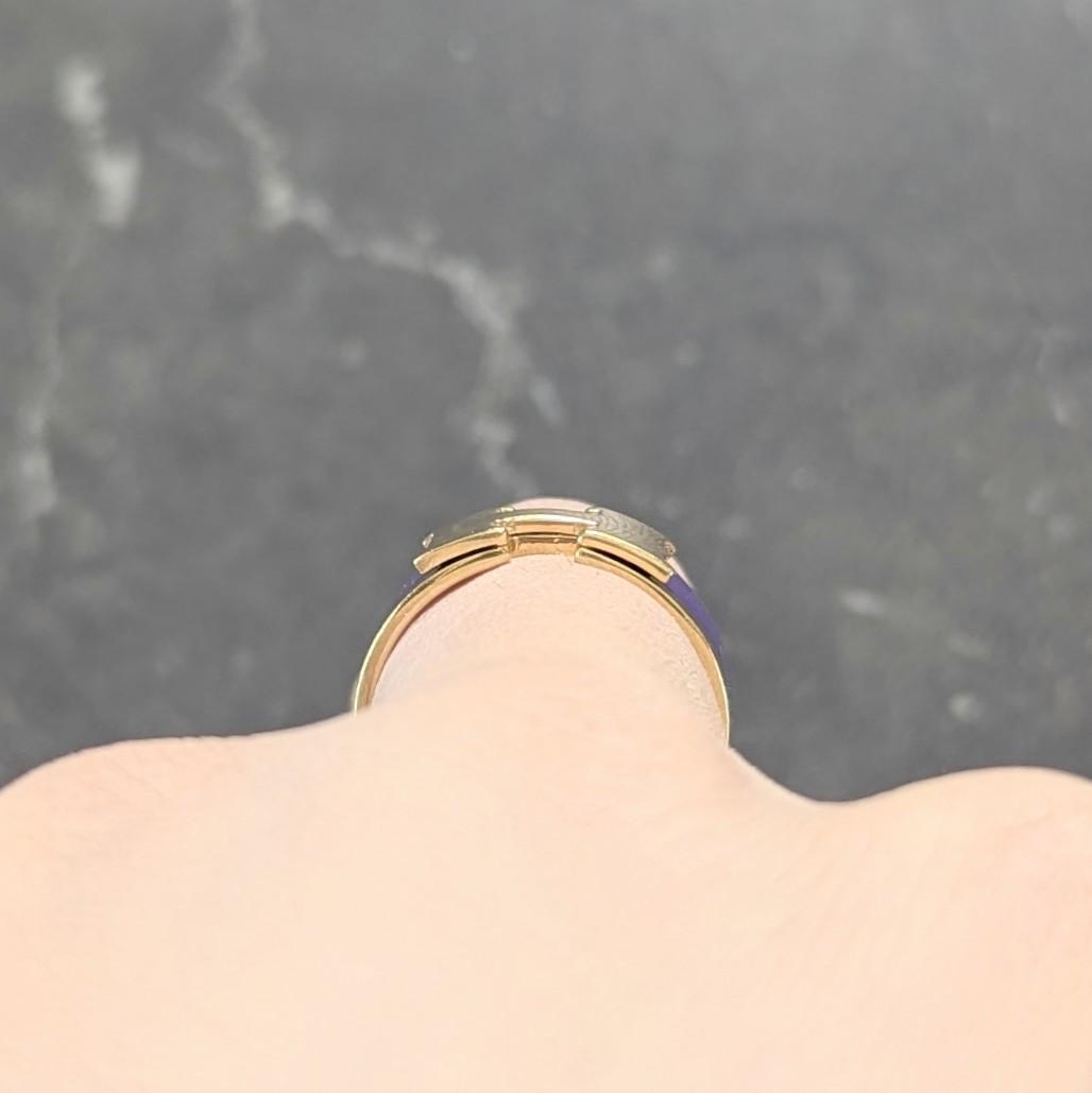 Hermés Purple Enamel 18 Karat Yellow Gold Clic Clac H Band Ring