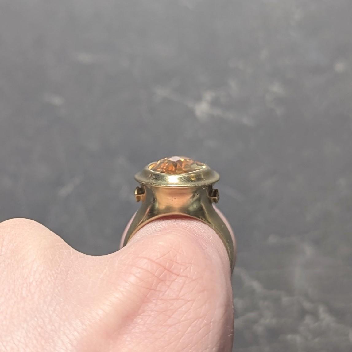 SeidenGang 2000's Citrine Diamond 18 Karat Yellow Gold Bezel Cocktail Ring