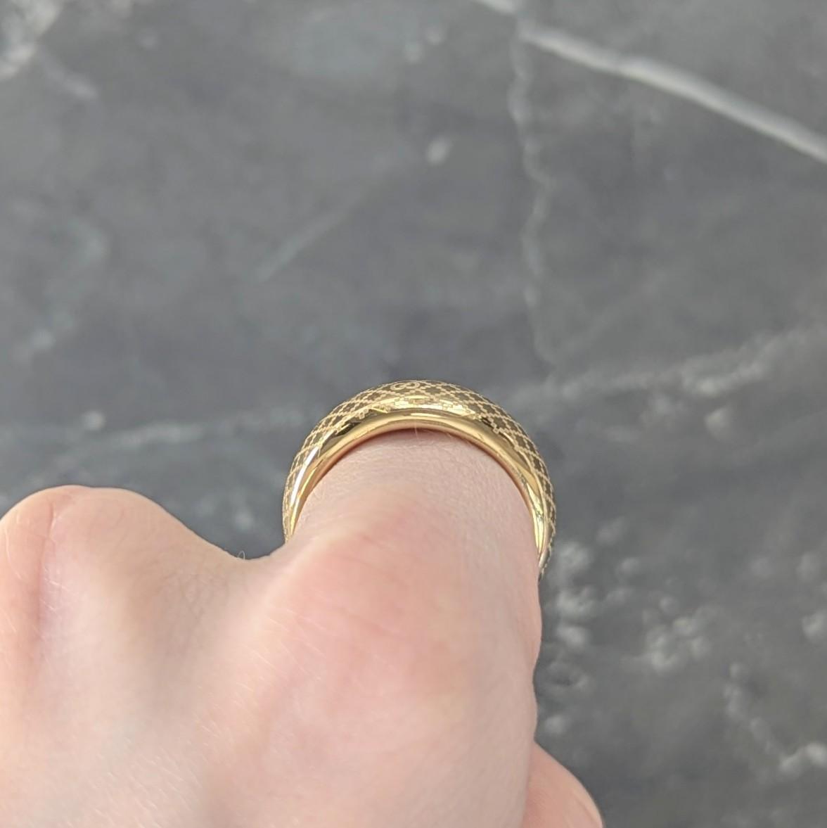 Gucci Contemporary 18 Karat Yellow Gold Diamantissima Wide Band Ring