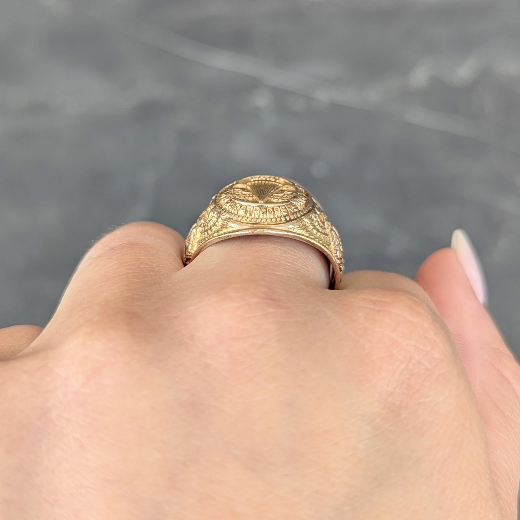 1940's 10K Gold Vintage WW2 U.S. Airborne Army Paratroopers Men's Signet Ring