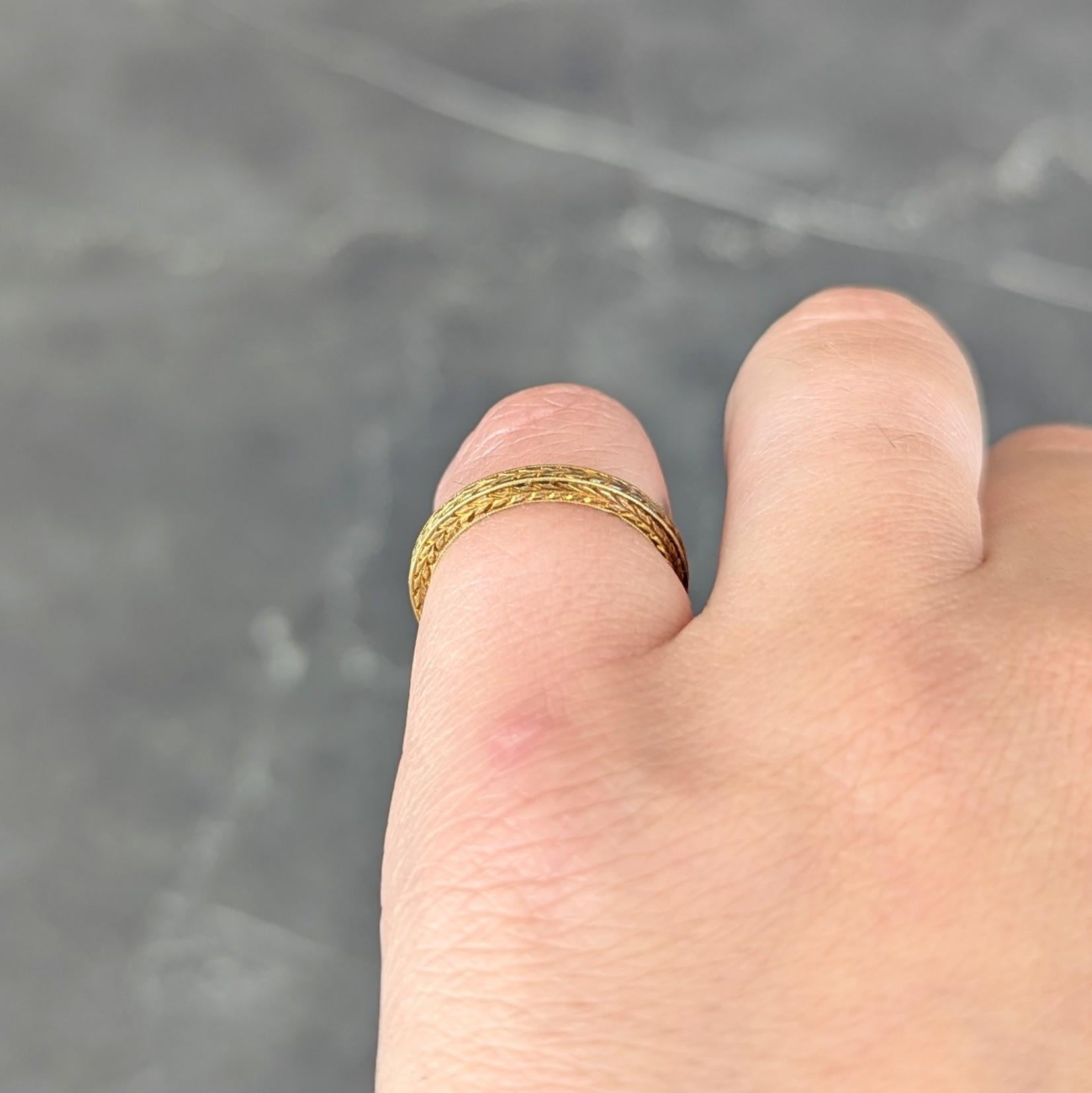 Art Deco 18 Karat Yellow Gold Vintage Wheat Wedding Band Ring