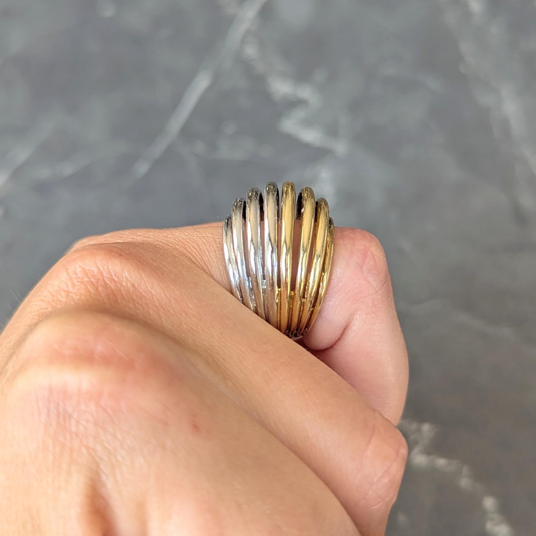 2000's 18 Karat Two-Tone Yellow White Gold Vintage Wire Dome Ring
