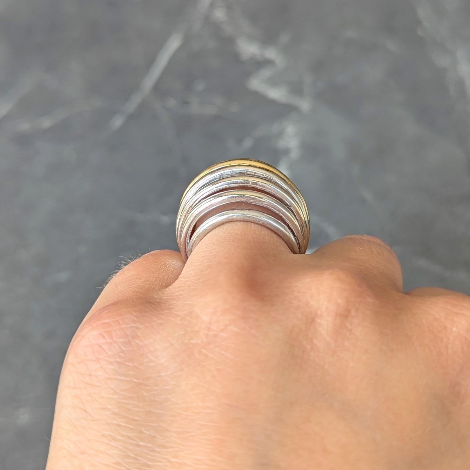 2000's 18 Karat Two-Tone Yellow White Gold Vintage Wire Dome Ring