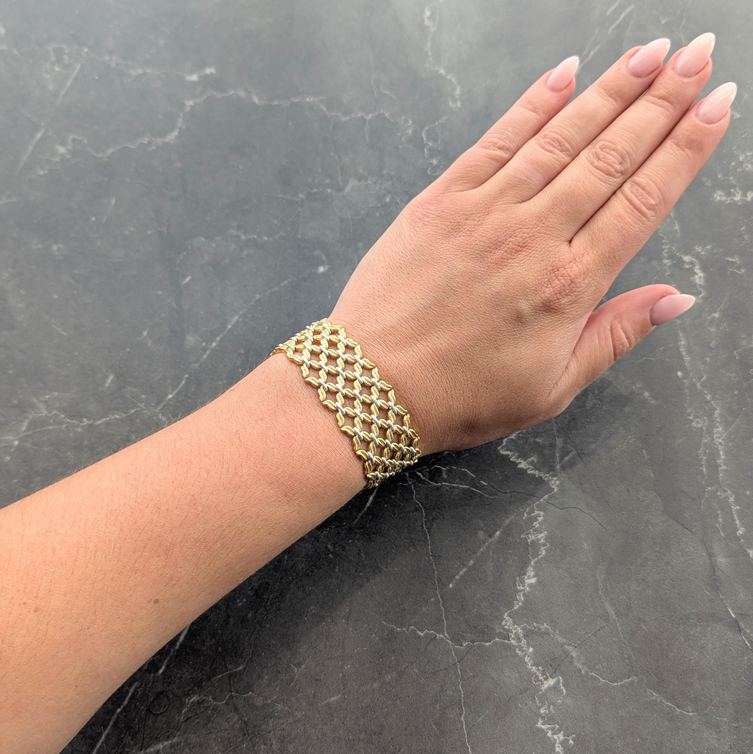 Buccellati 1980's 18 Karat Two-Tone Gold Vintage Woven Link Bracelet