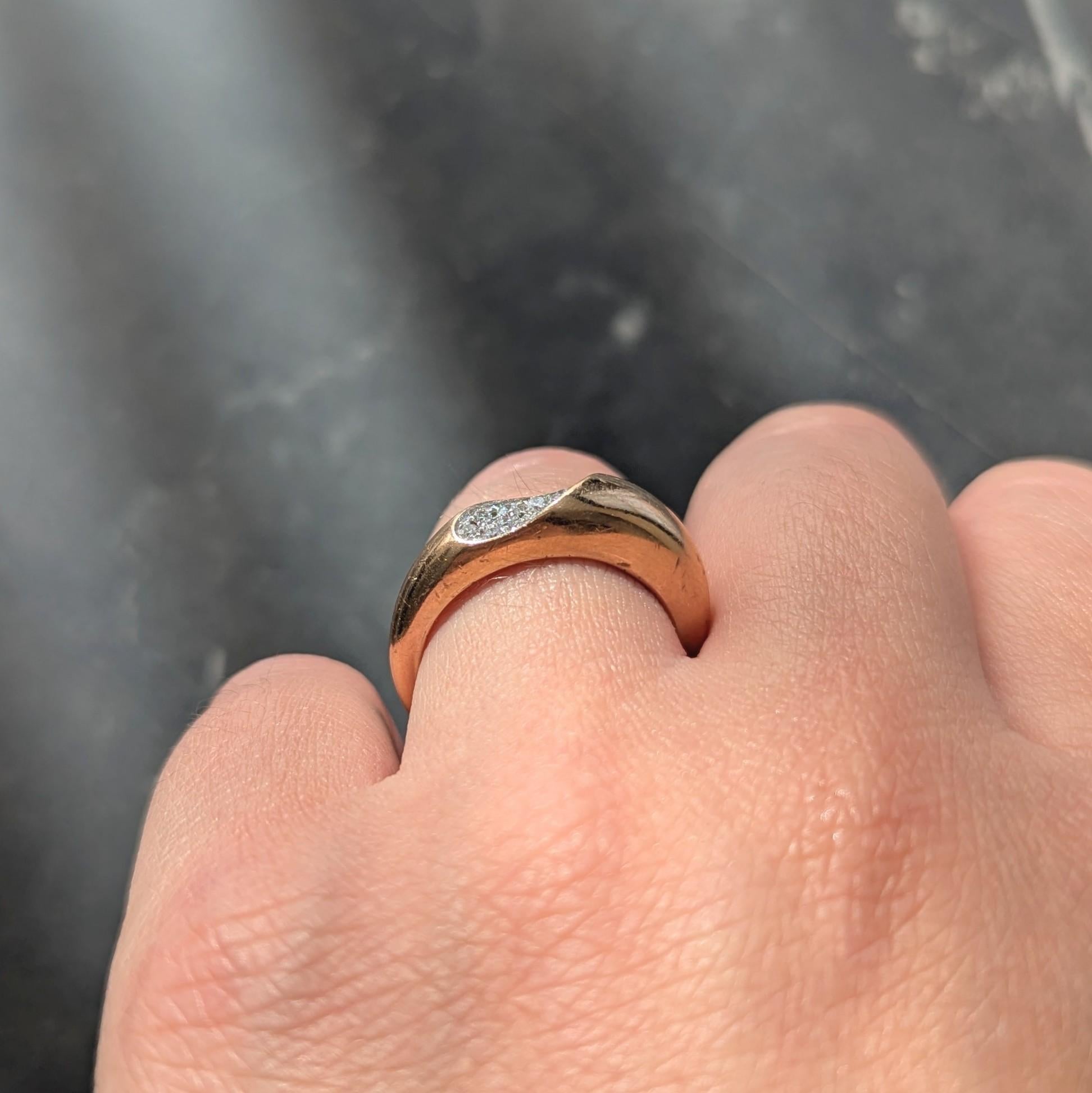 Roberto Coin Contemporary Diamond 18 Karat Two-Tone Gold Domed Capri Band Ring