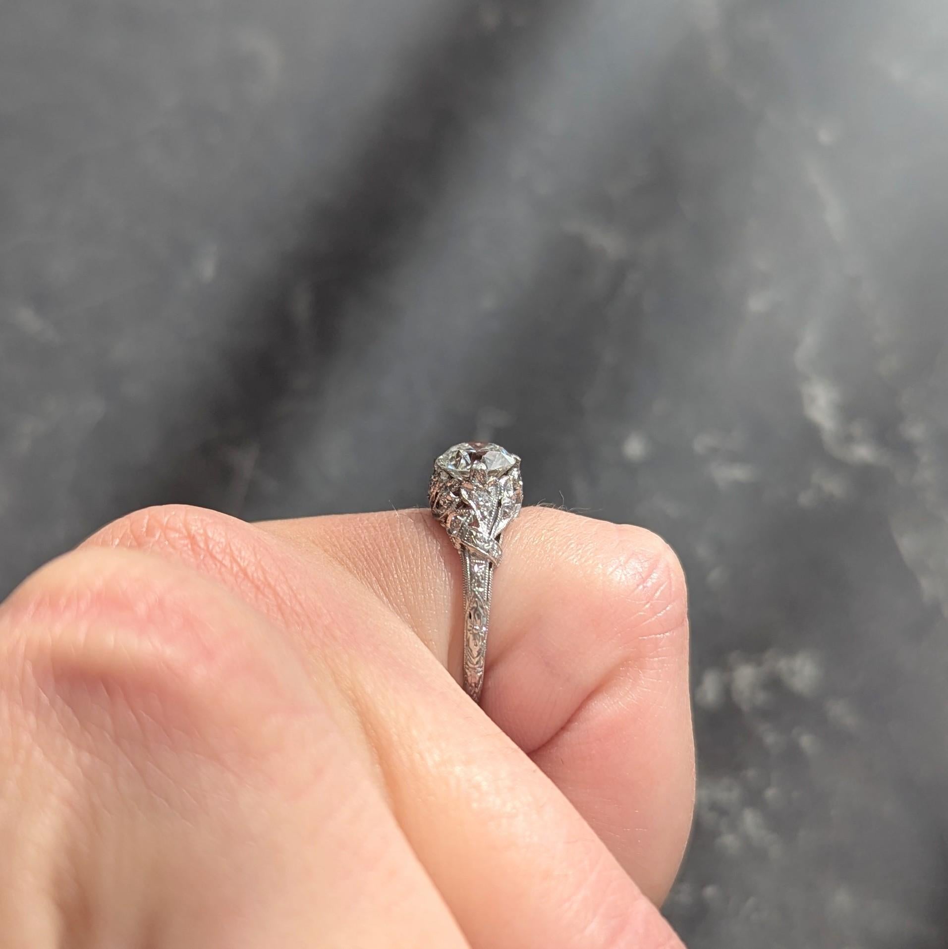 Edwardian European Diamond Platinum Antique Lily-of-the-Valley Engagement Ring