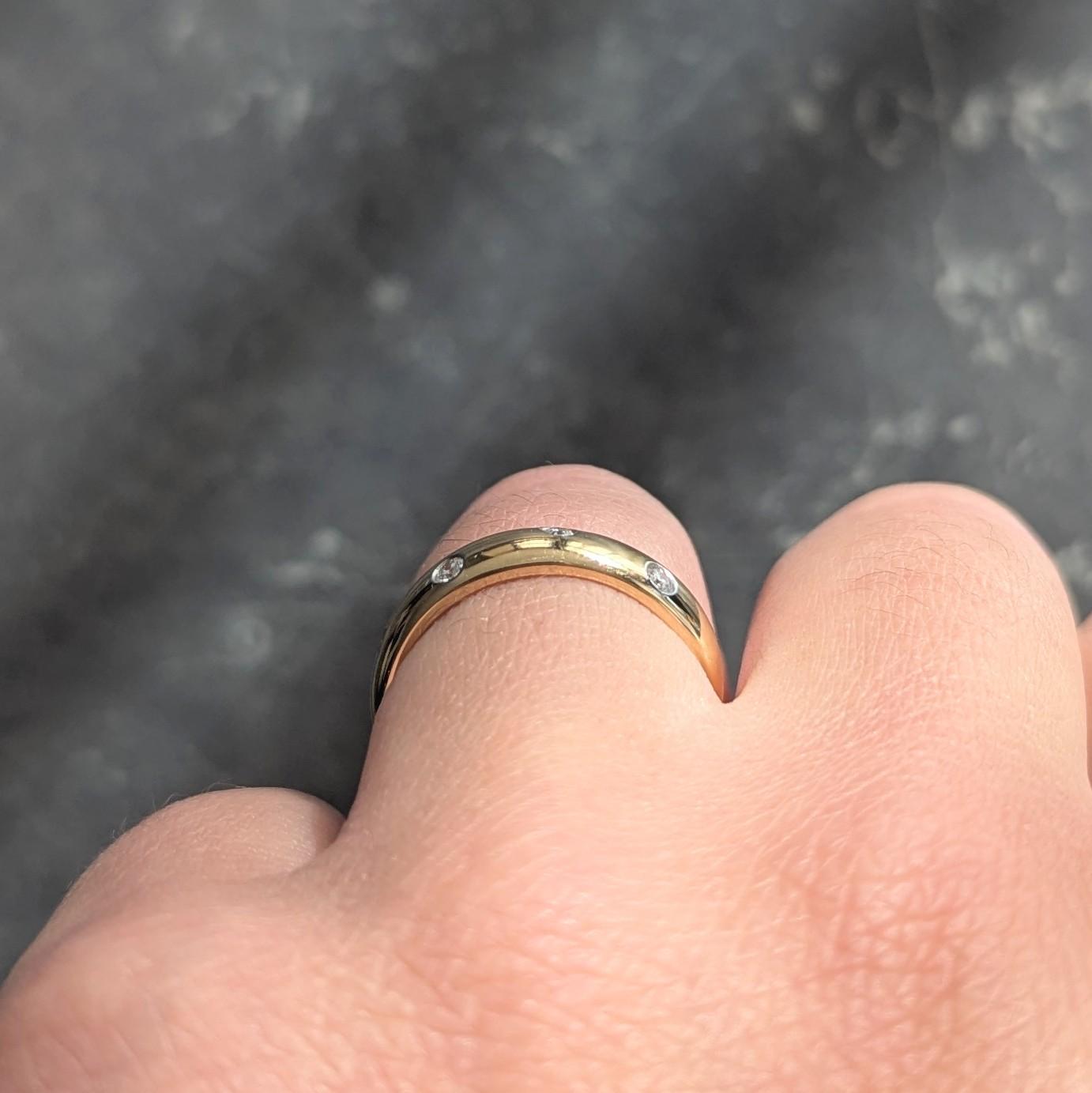 Tiffany & Co. 2000's Diamond Platinum 18 Karat Yellow Gold Etoile Band Ring