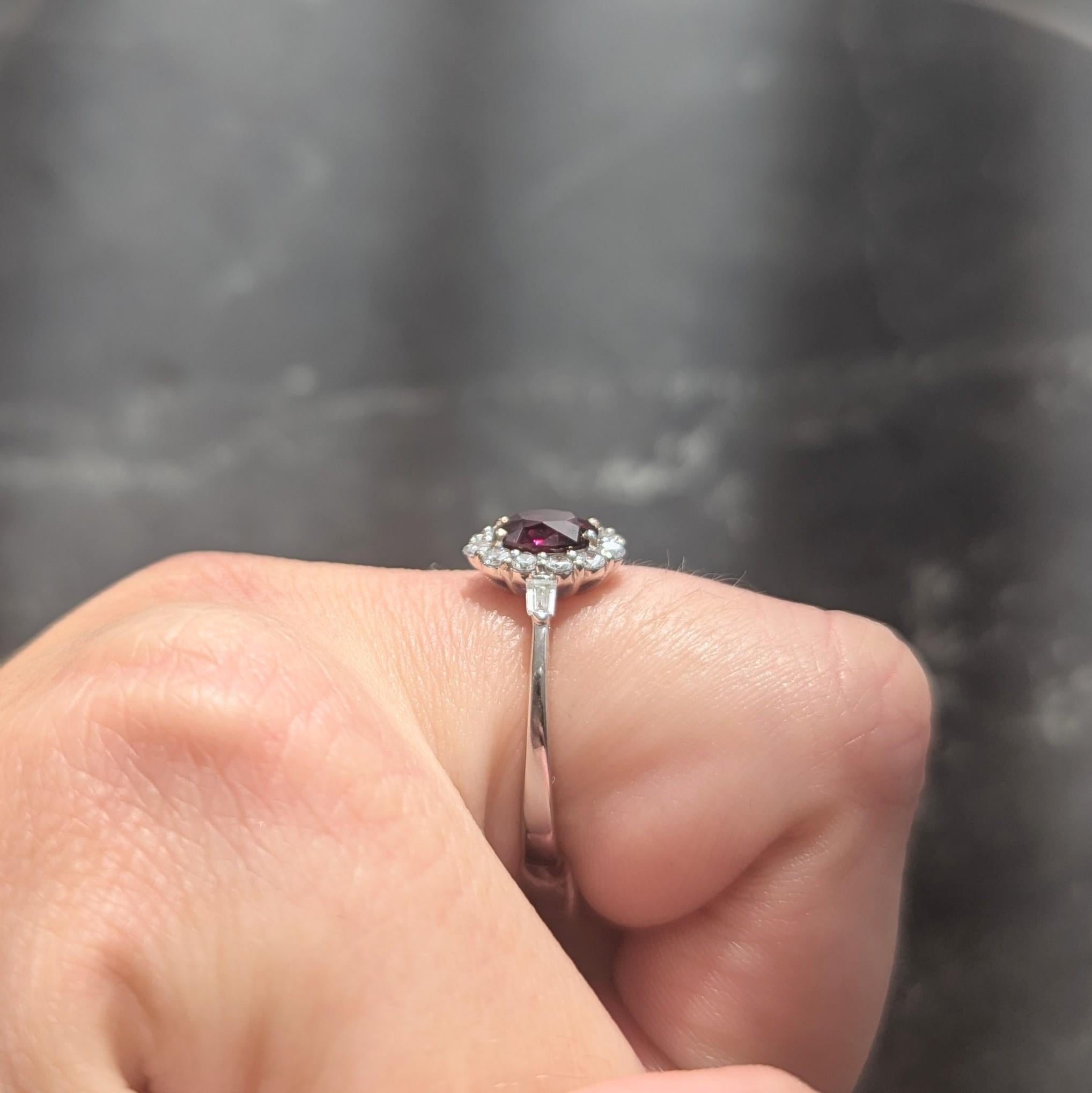 Contemporary 1.80 CTW Ruby Diamond 18 Karat White Gold Halo Ring GIA