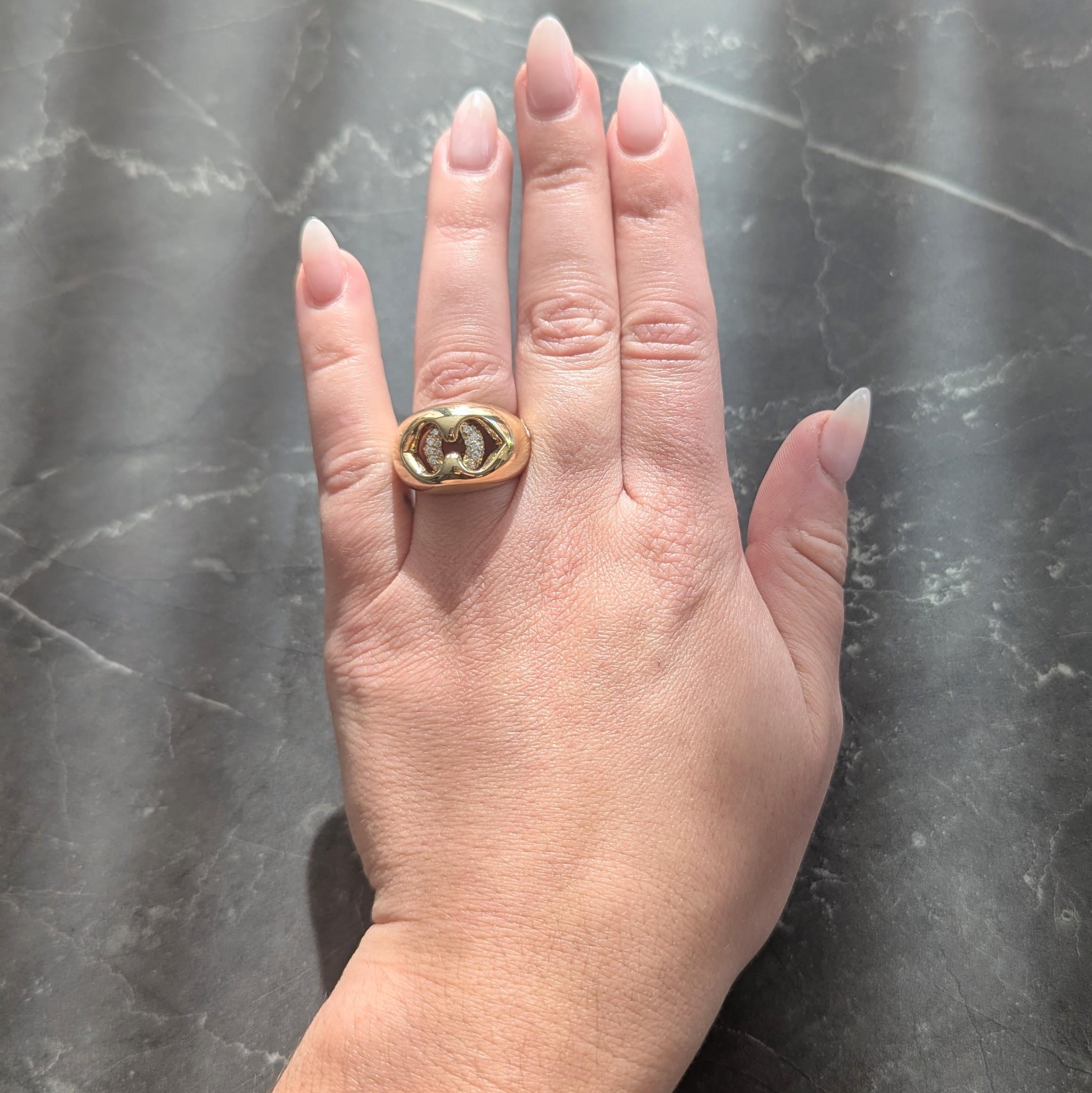 Bulgari Contemporary Diamond 18 Karat Yellow Gold Domed Abbraccio Ring