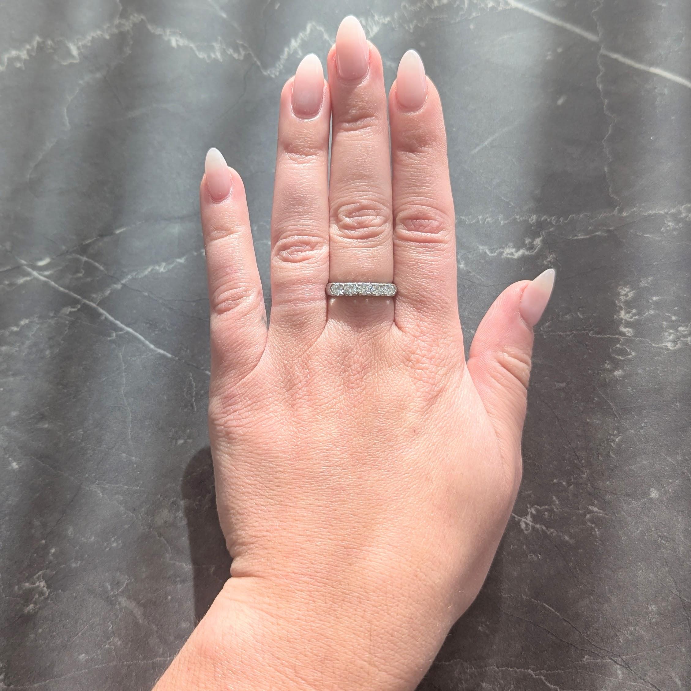 Mid-Century 0.75 CTW Diamond Platinum Vintage Fishtail Band Ring