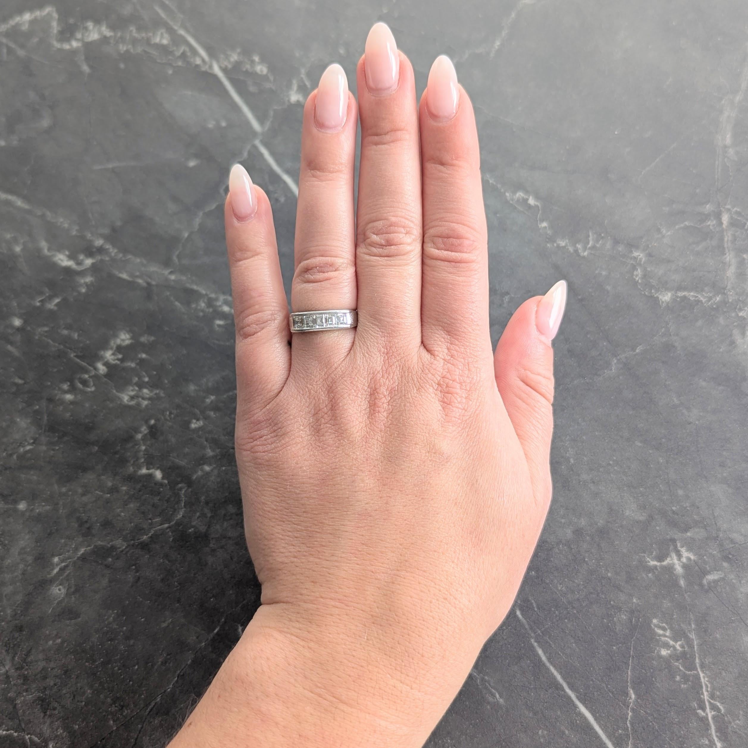 Contemporary 1.02 CTW Step Cut Diamond Platinum Channel Band Ring