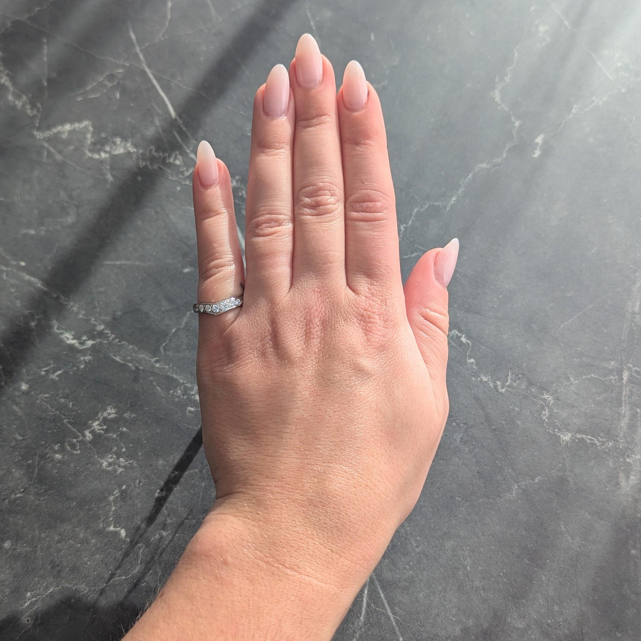 Tiffany & Co. Contemporary Diamond Platinum Chevron V Band Ring