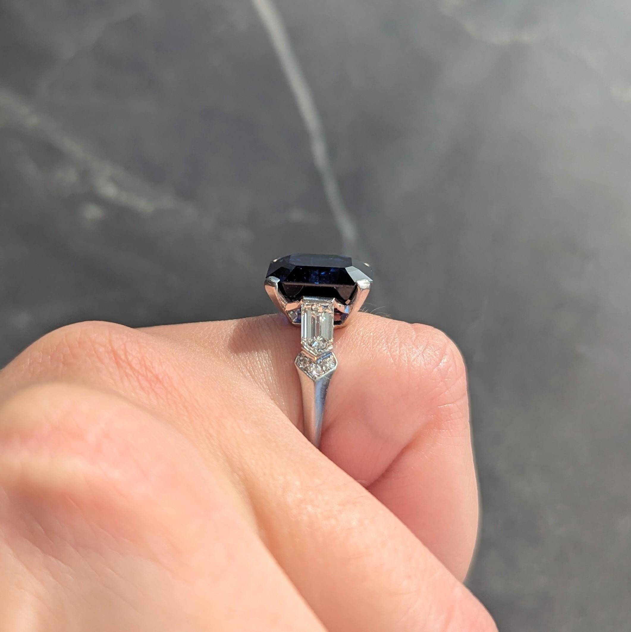 Mid-Century 9.28 CTW No Heat Sapphire Diamond Vintage Cocktail Ring AGL