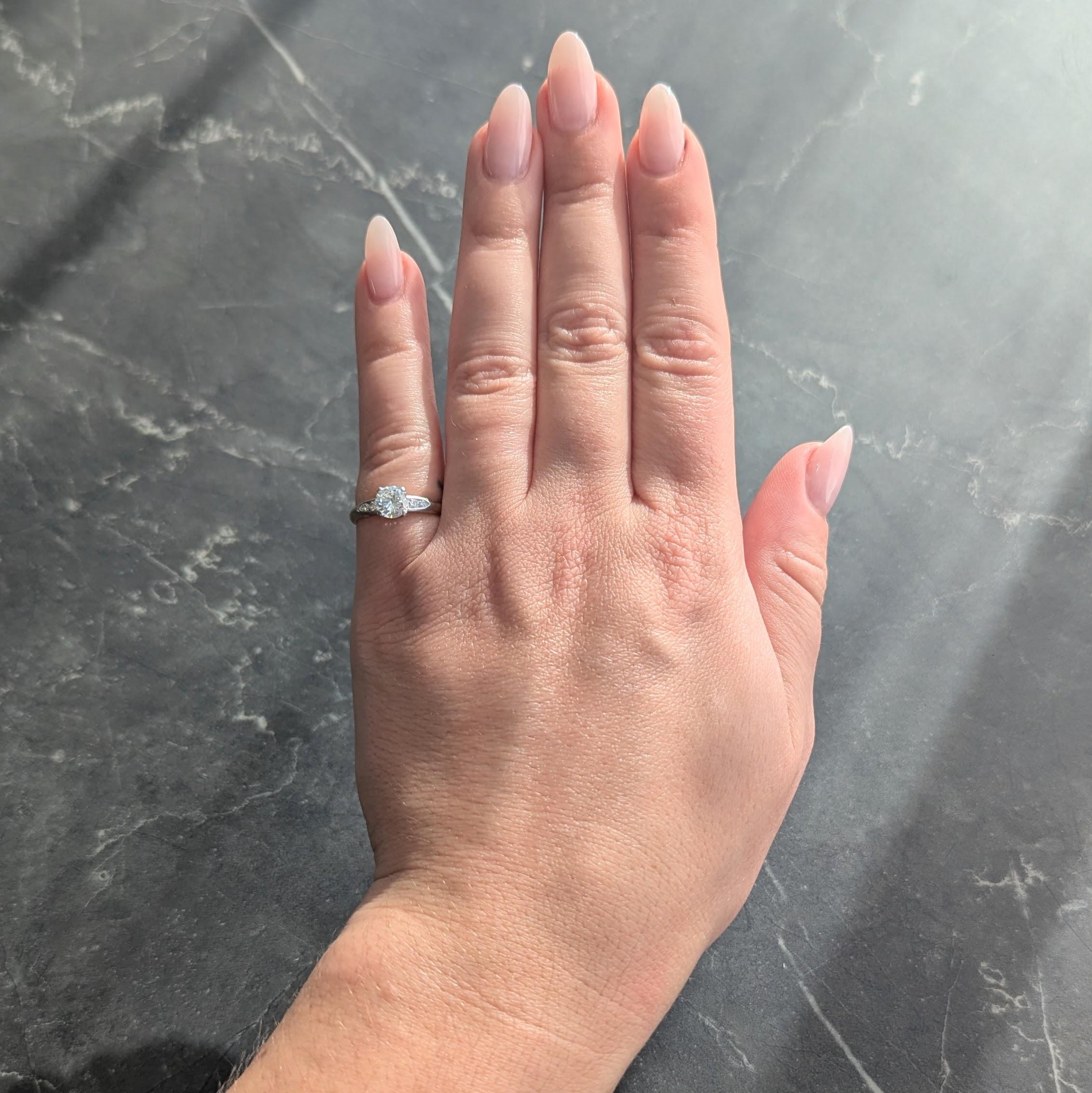 Cartier 0.73 CTW Transitional Cut Diamond Platinum 18K Gold Engagement Ring