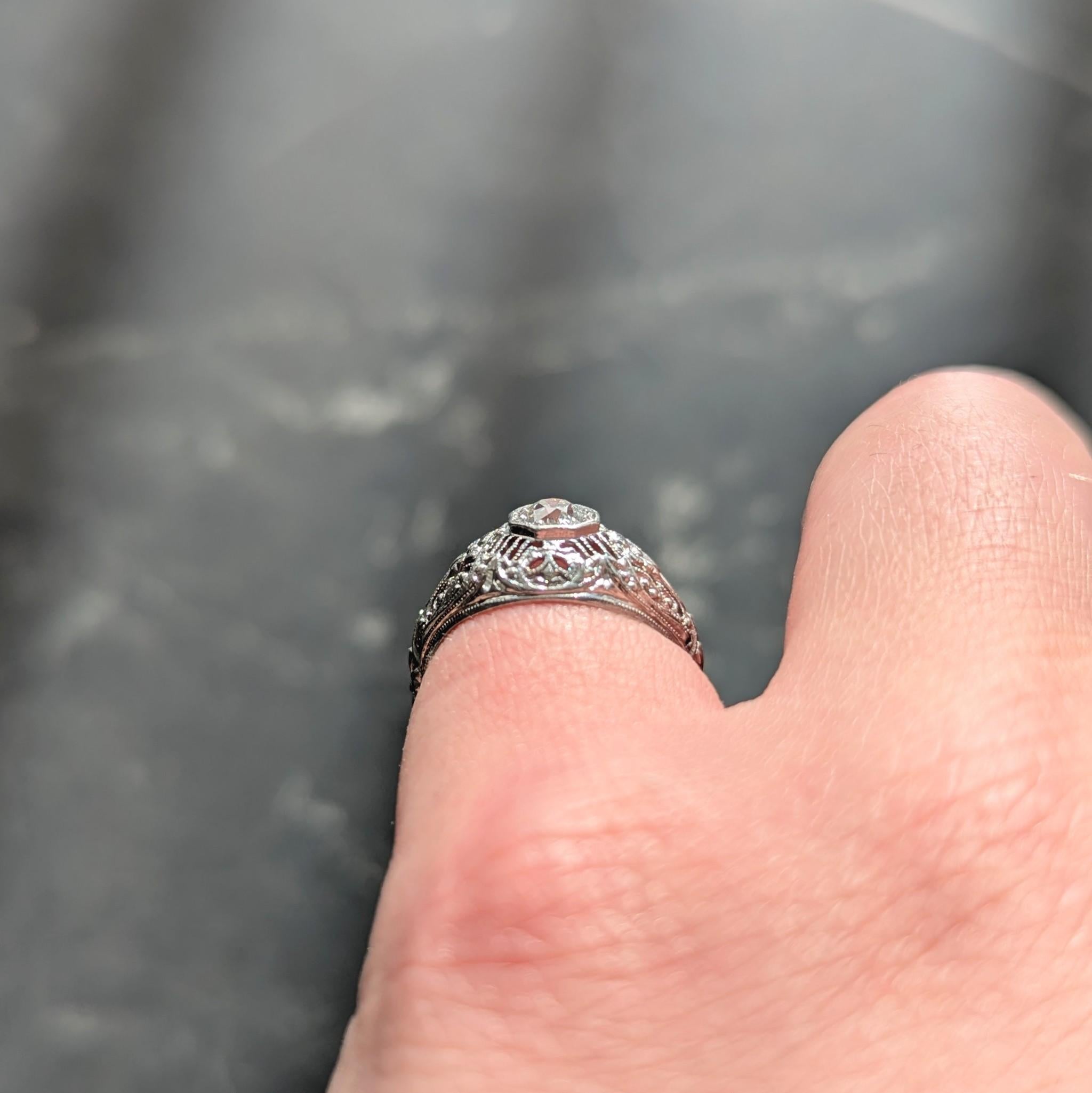 Edwardian Old European Diamond Platinum Orange Blossom Antique Engagement Ring