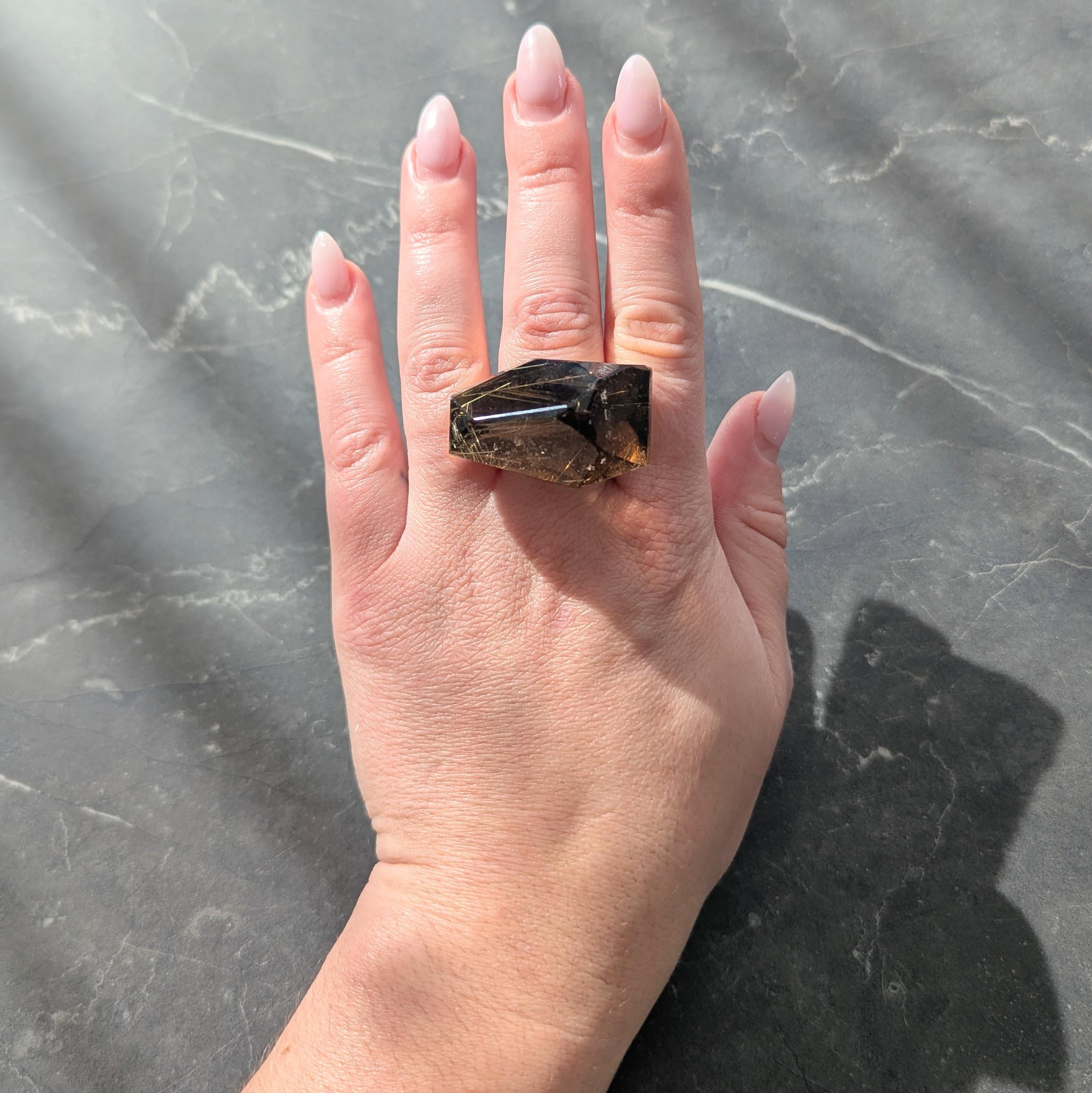 H. Stern Diane Von Furstenberg Rutilated Quartz 18 Karat Yellow Gold Power Ring