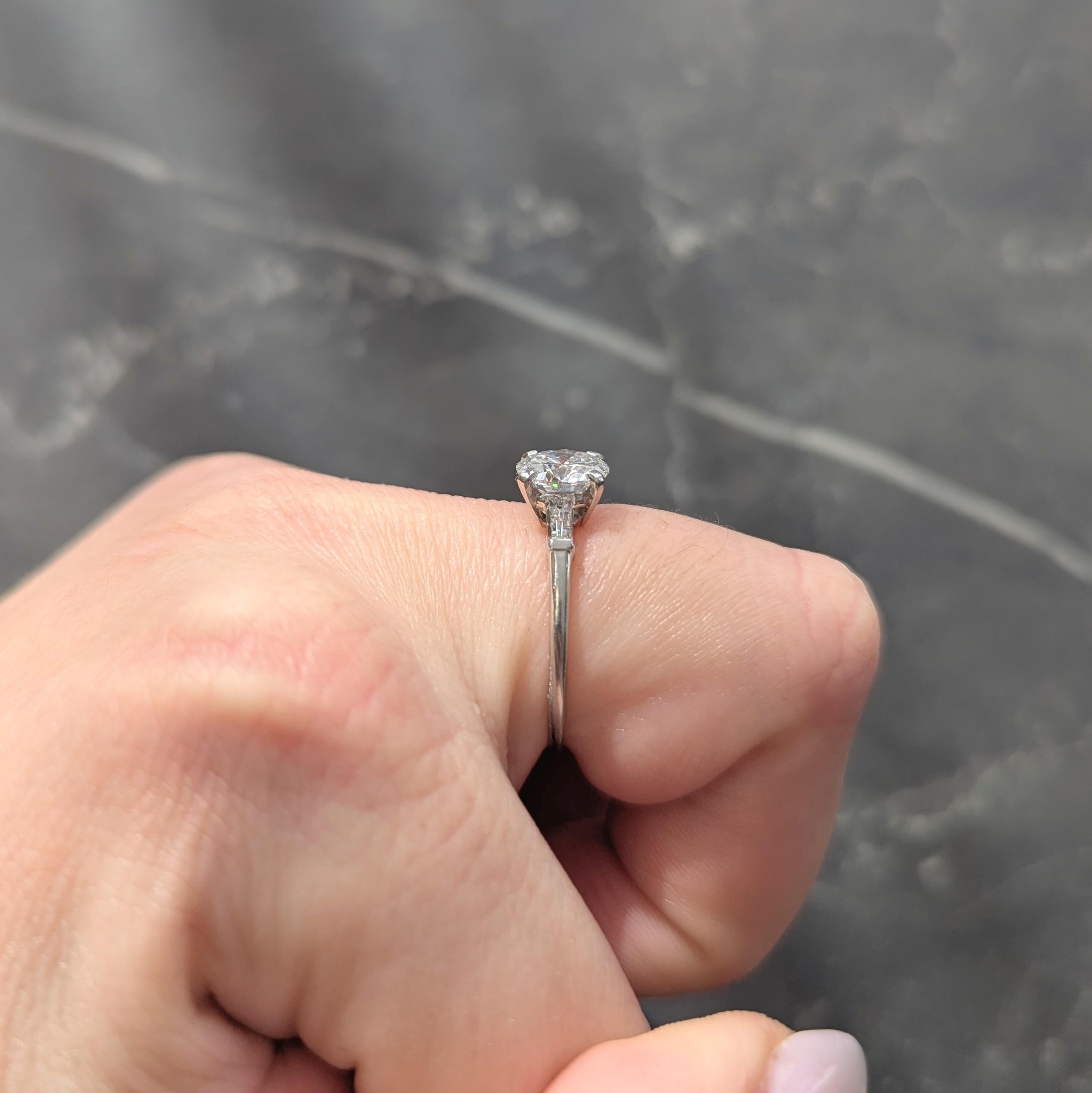 Mid-Century 1.57 CTW Diamond Platinum Vintage Engagement Ring GIA