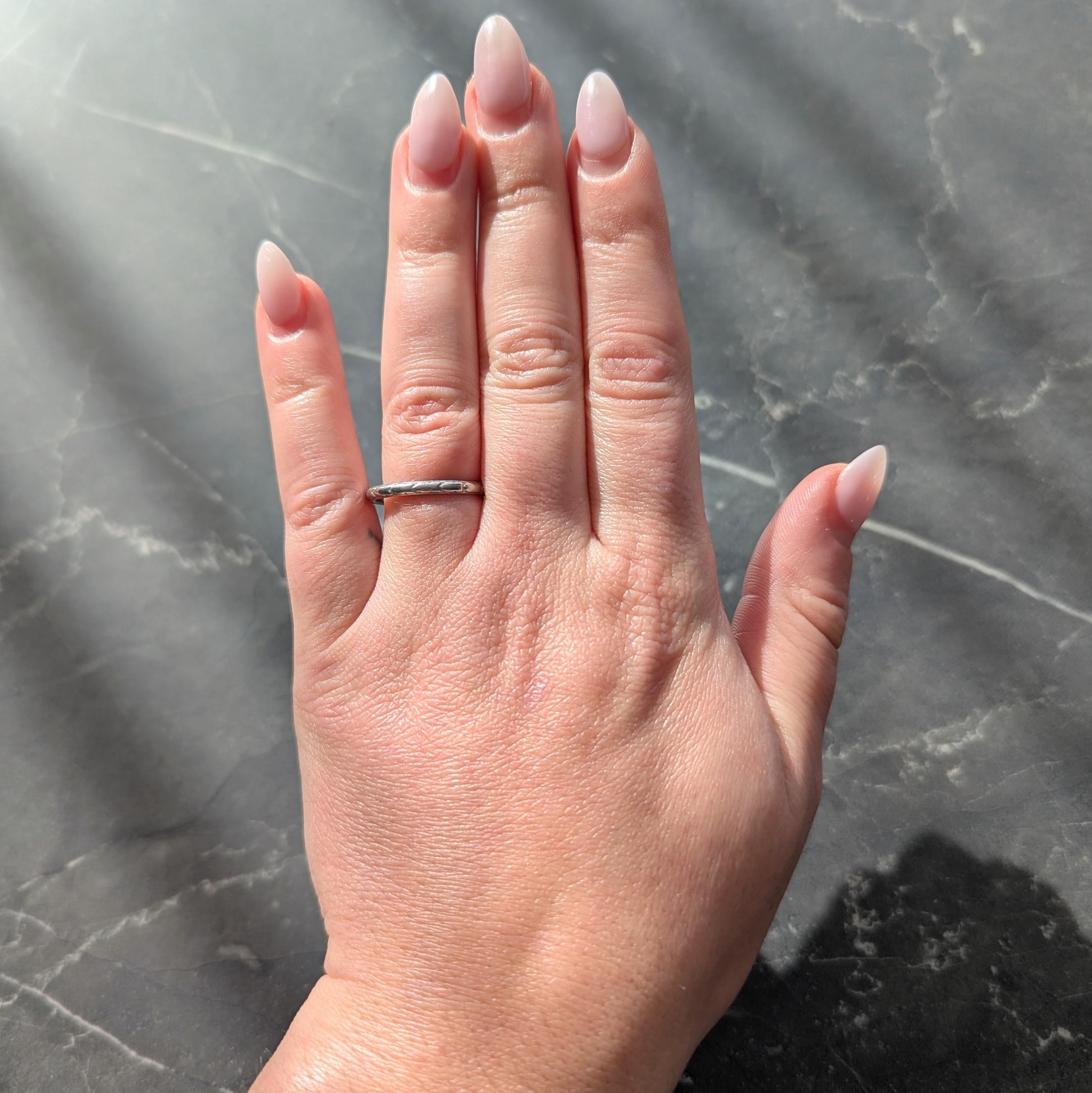 1920 Art Deco Platinum Foliate Antique Wedding Band Ring