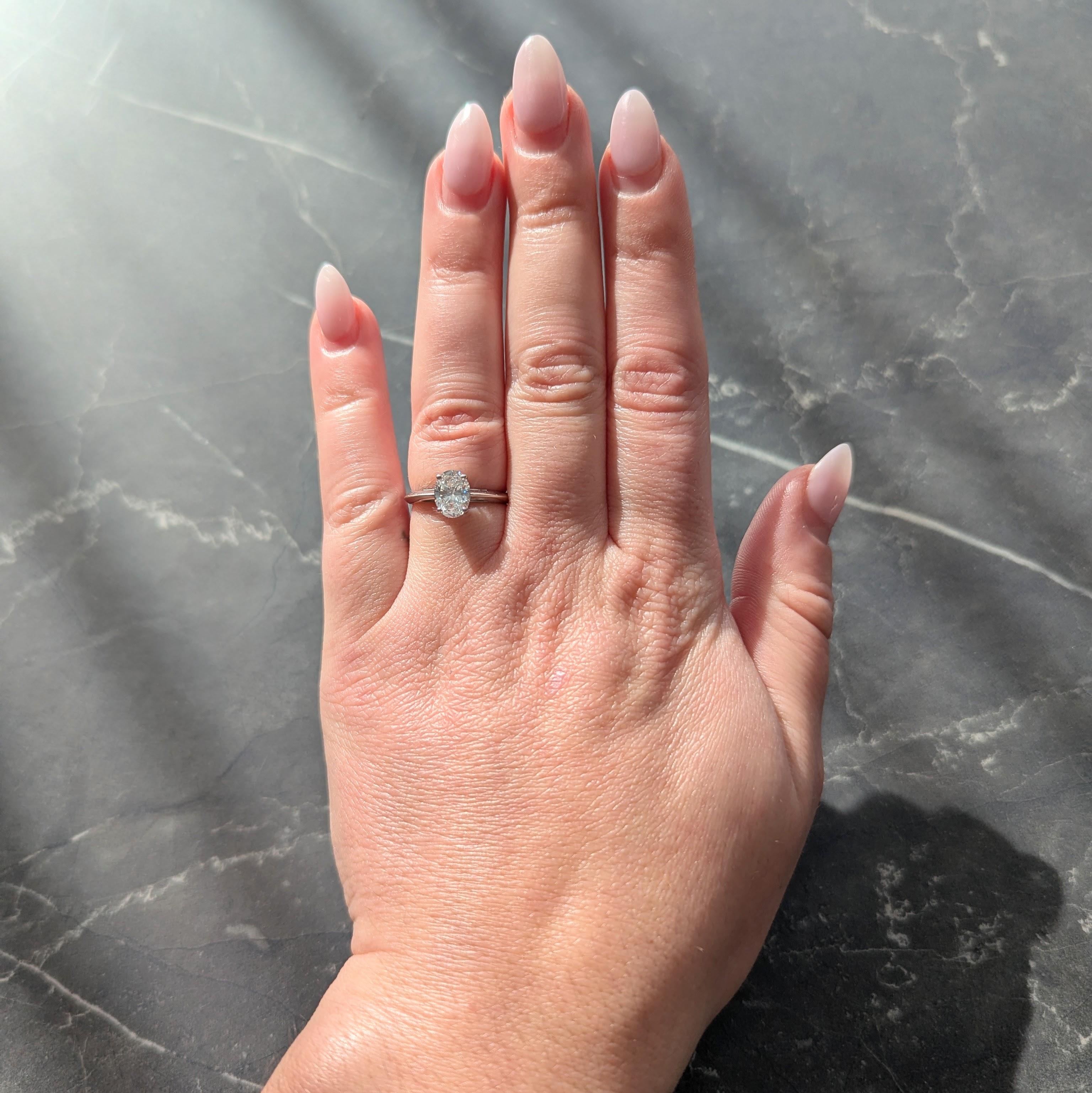 Tiffany & Co. Contemporary 1.09 CT Oval Cut Diamond Platinum Solitaire Ring