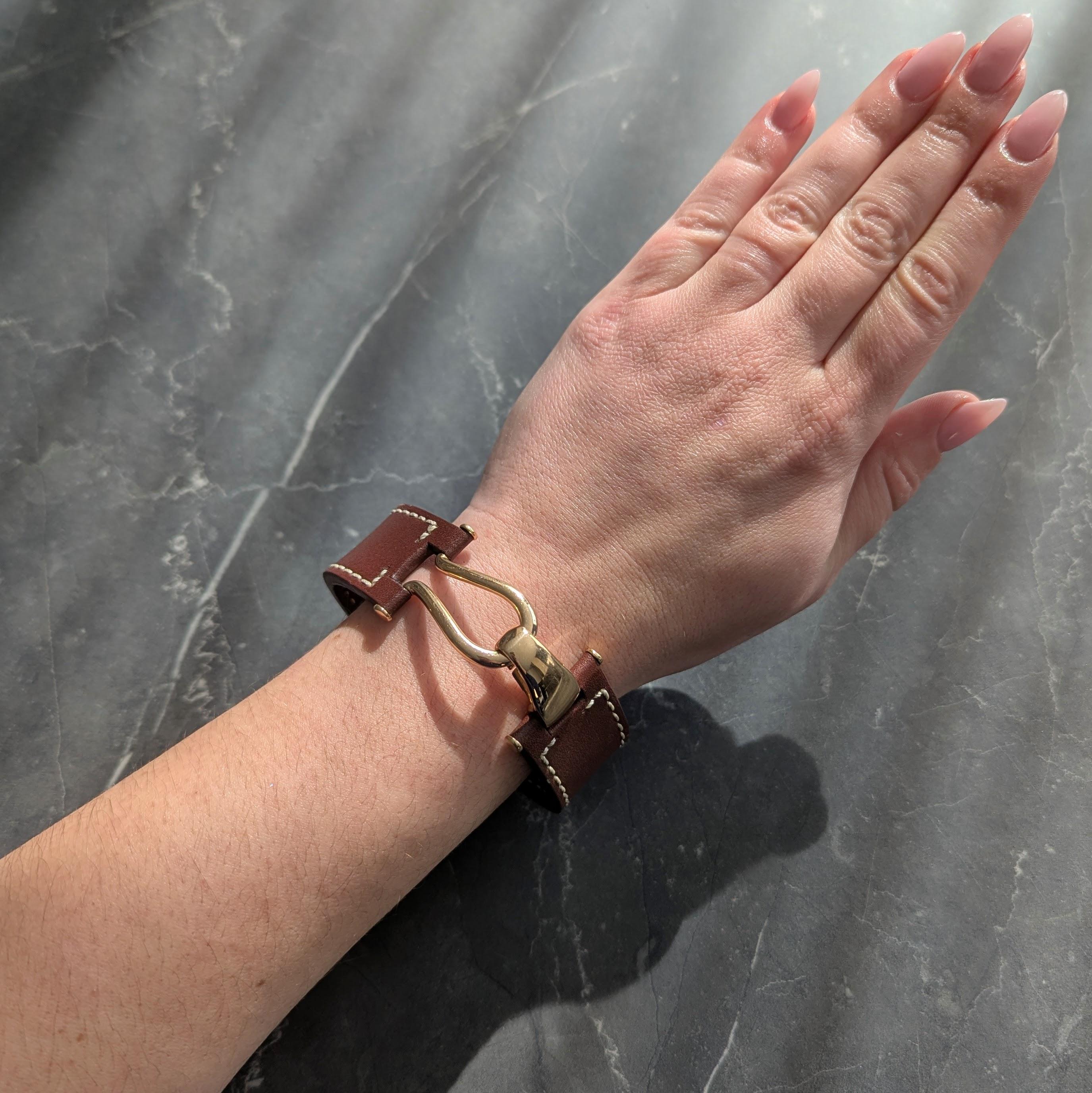 Tiffany & Co. Paloma Picasso 18 Karat Yellow Gold Vintage Leather Bracelet