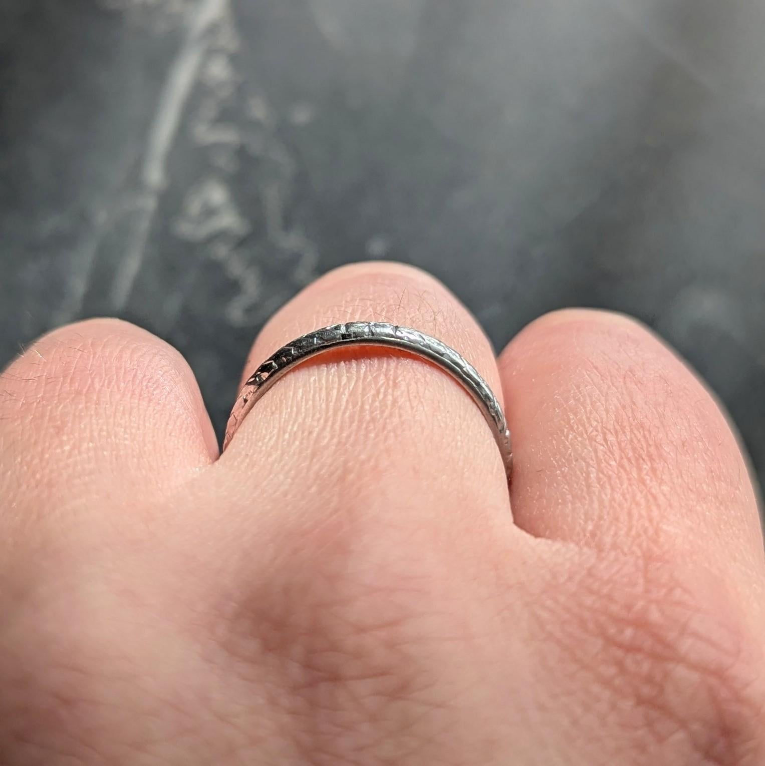 Art Deco Platinum Vintage Orange Blossom Wheat Wedding Band Ring