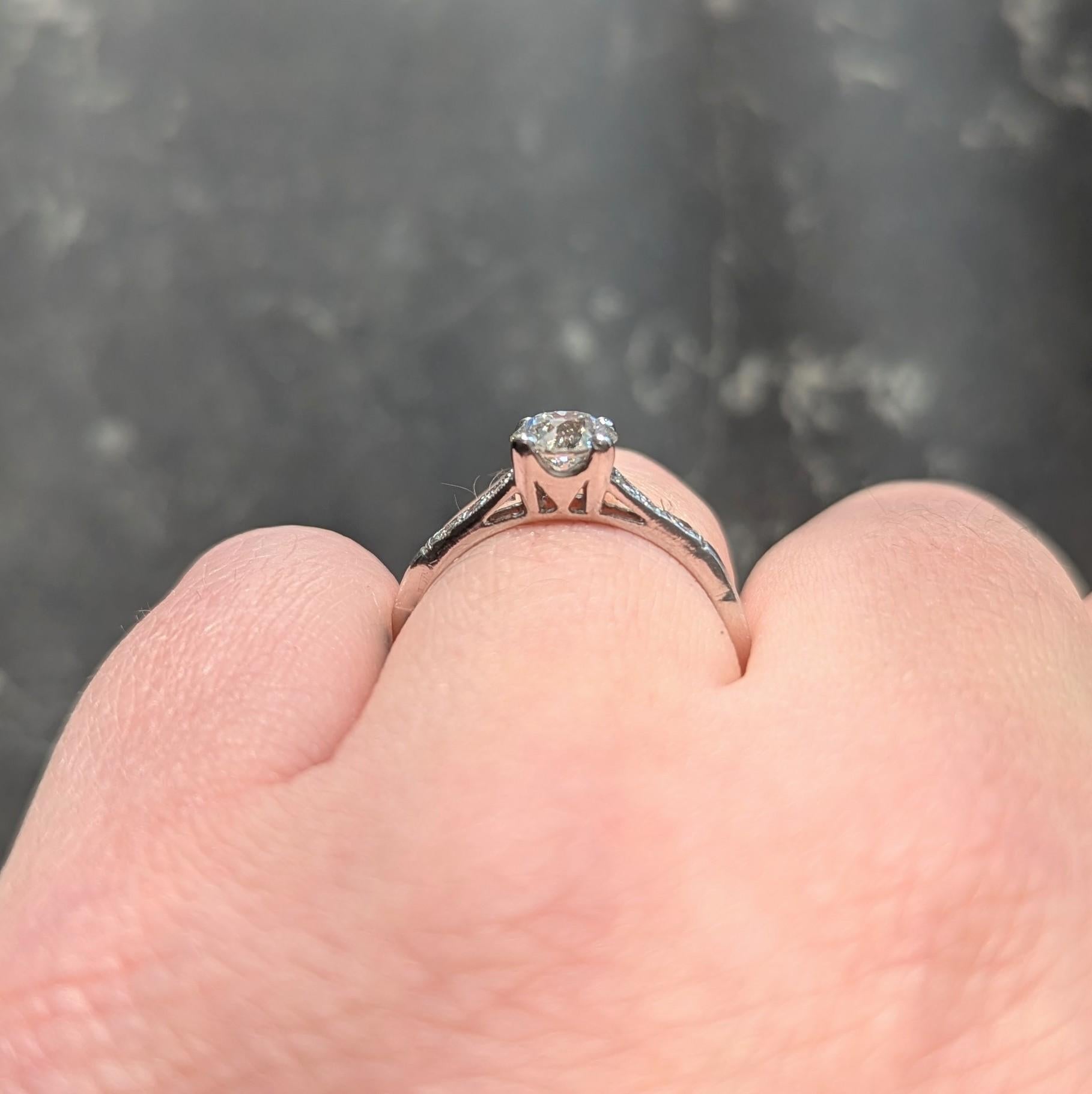 Mid-Century 0.78 CTW Diamond Platinum Vintage Seven Stone Engagement Ring