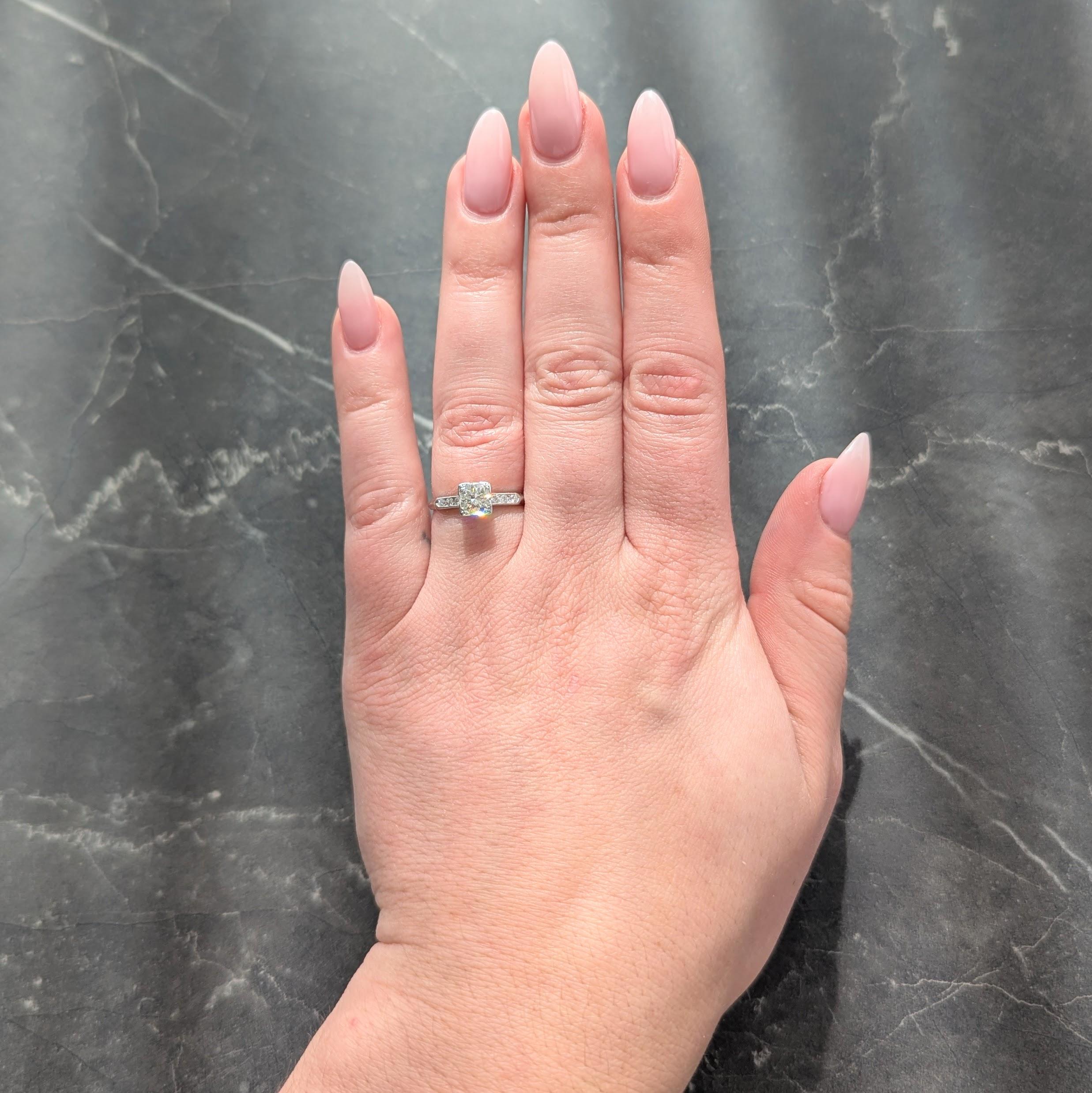 Mid-Century 0.84 CTW Transitional Diamond Platinum Vintage Engagement Ring