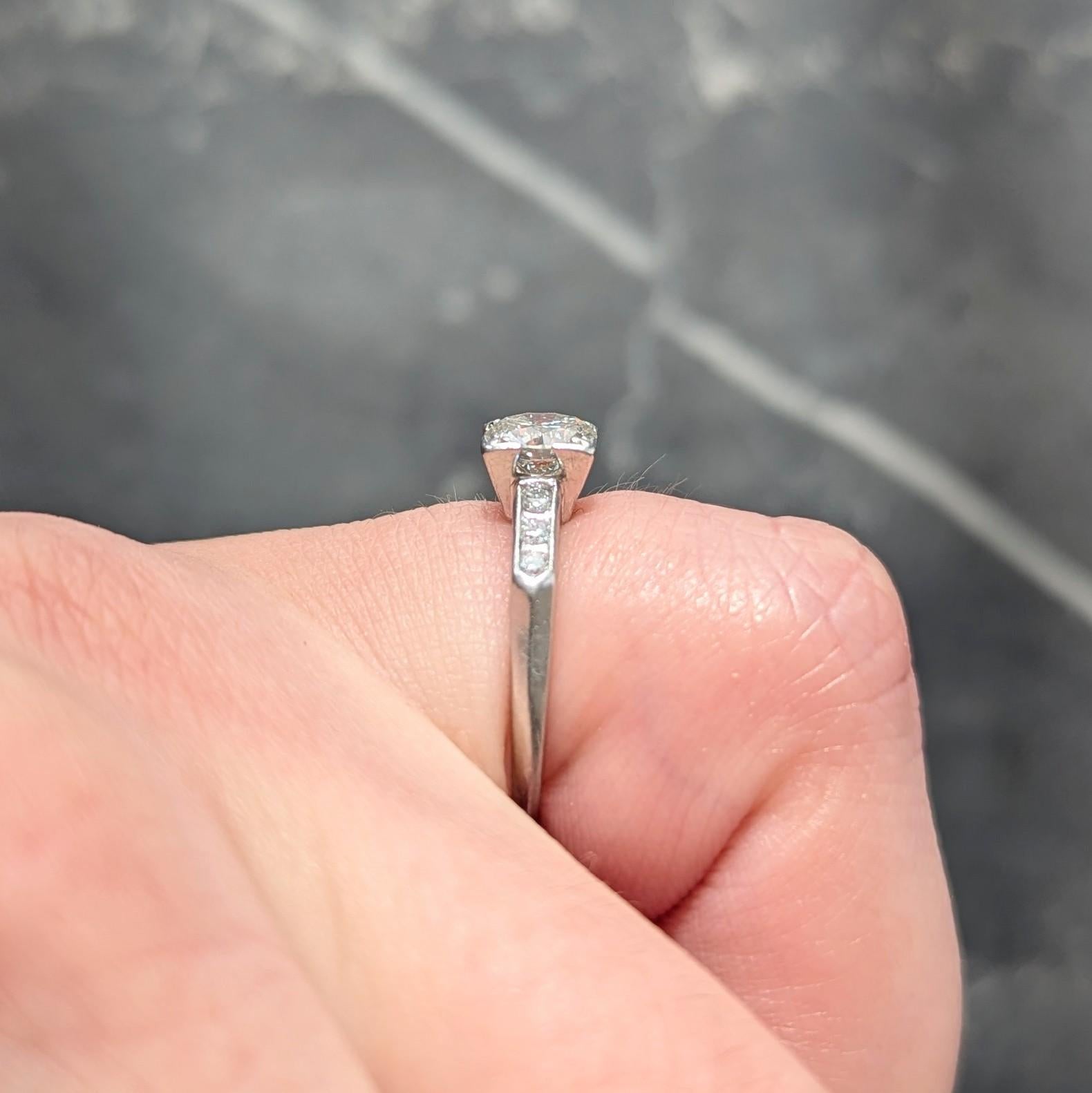 Mid-Century 0.84 CTW Transitional Diamond Platinum Vintage Engagement Ring