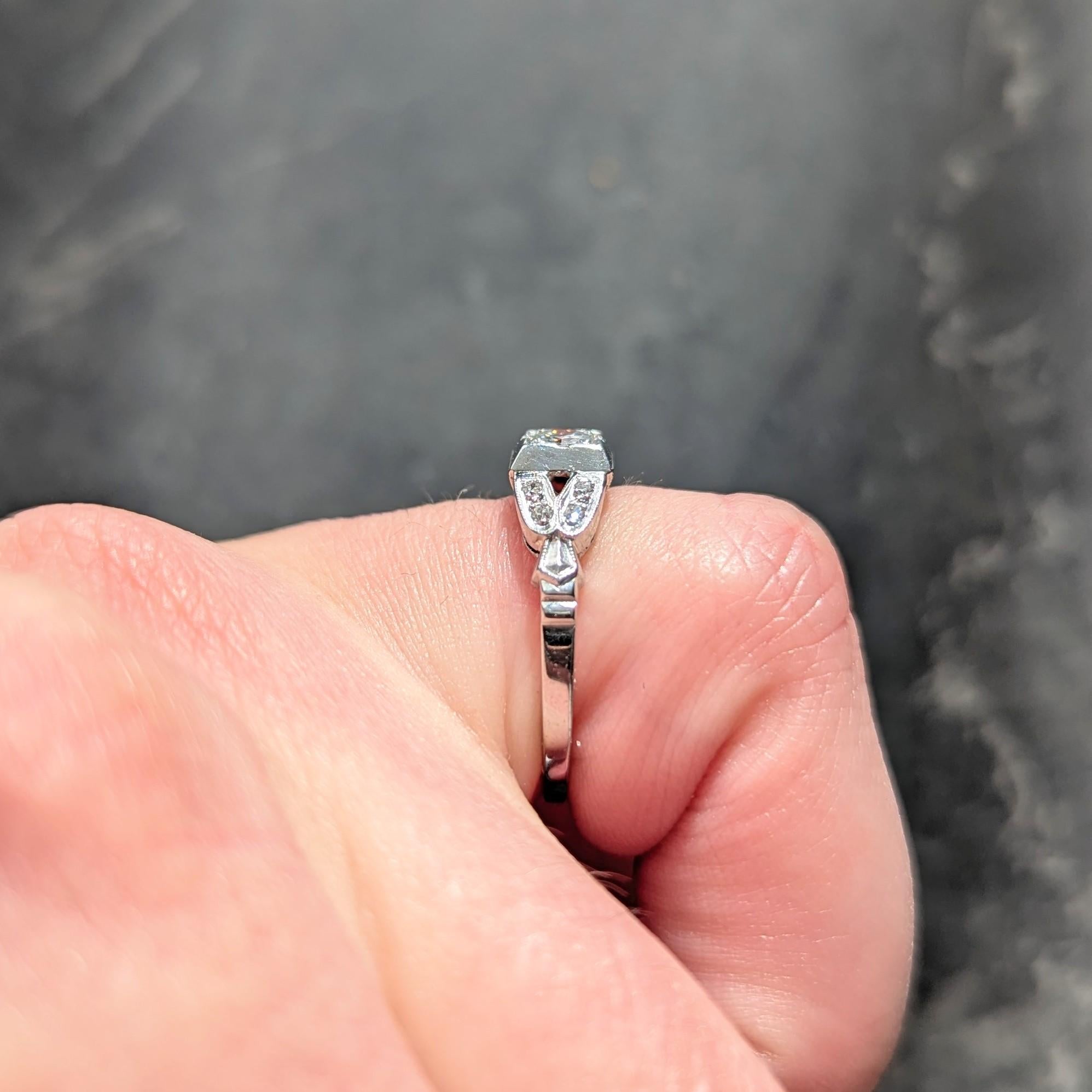 Art Deco Old European Cut Diamond Platinum Geometric Vintage Engagement Ring