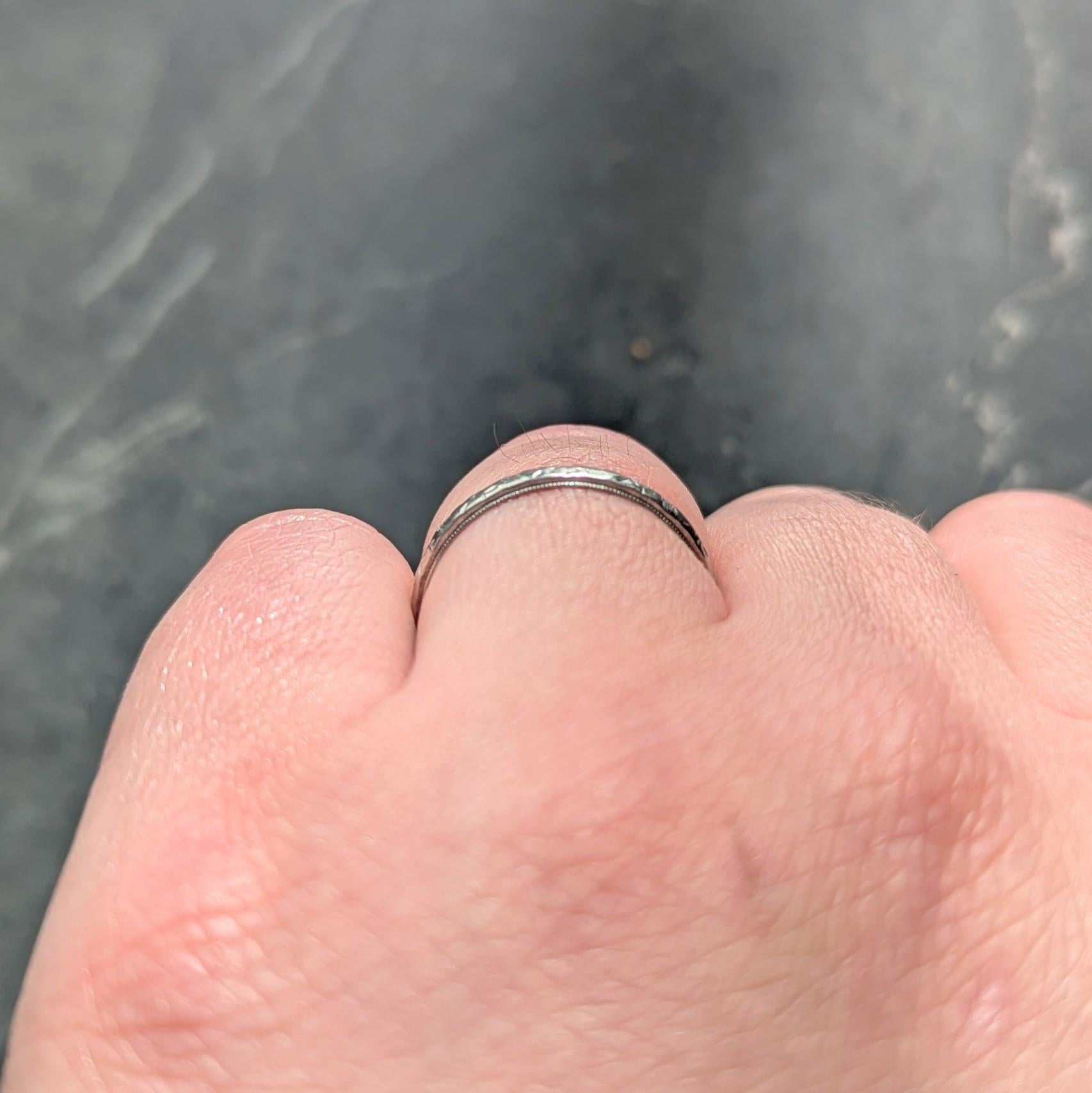 Art Deco 1933 18 Karat White Gold Vintage Pansy Wedding Band Ring