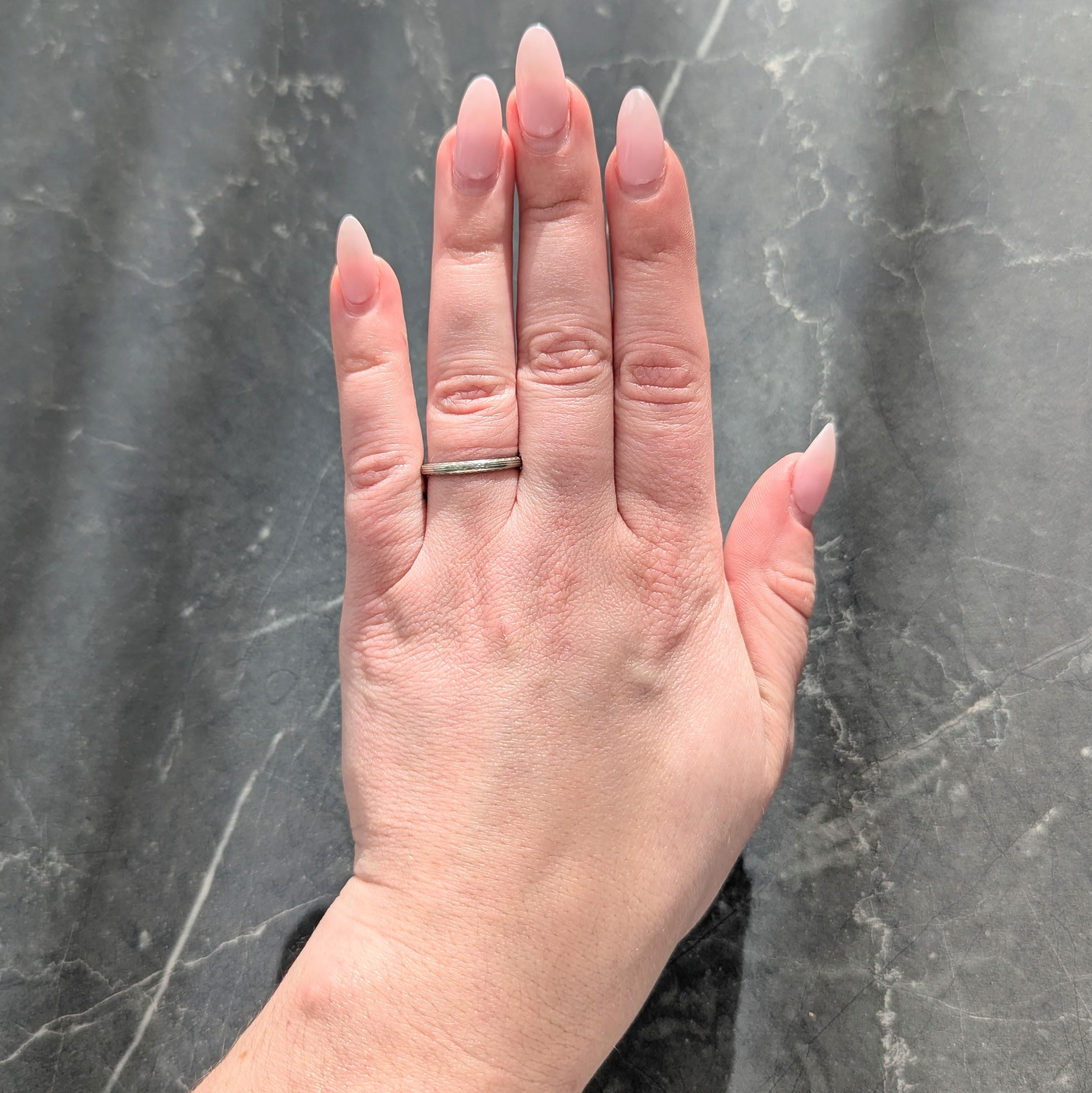 Belais Art Deco 18 Karat White Gold Vintage Wheat Wedding Band Ring