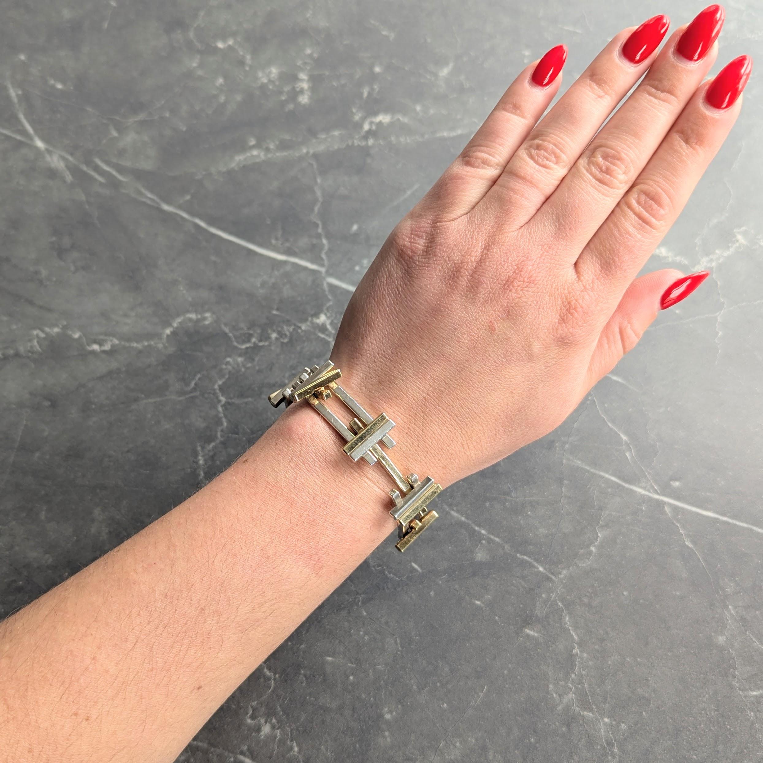 Tiffany & Co. Frank Gehry 2006 18K Gold Sterling Silver Axis Link Bracelet