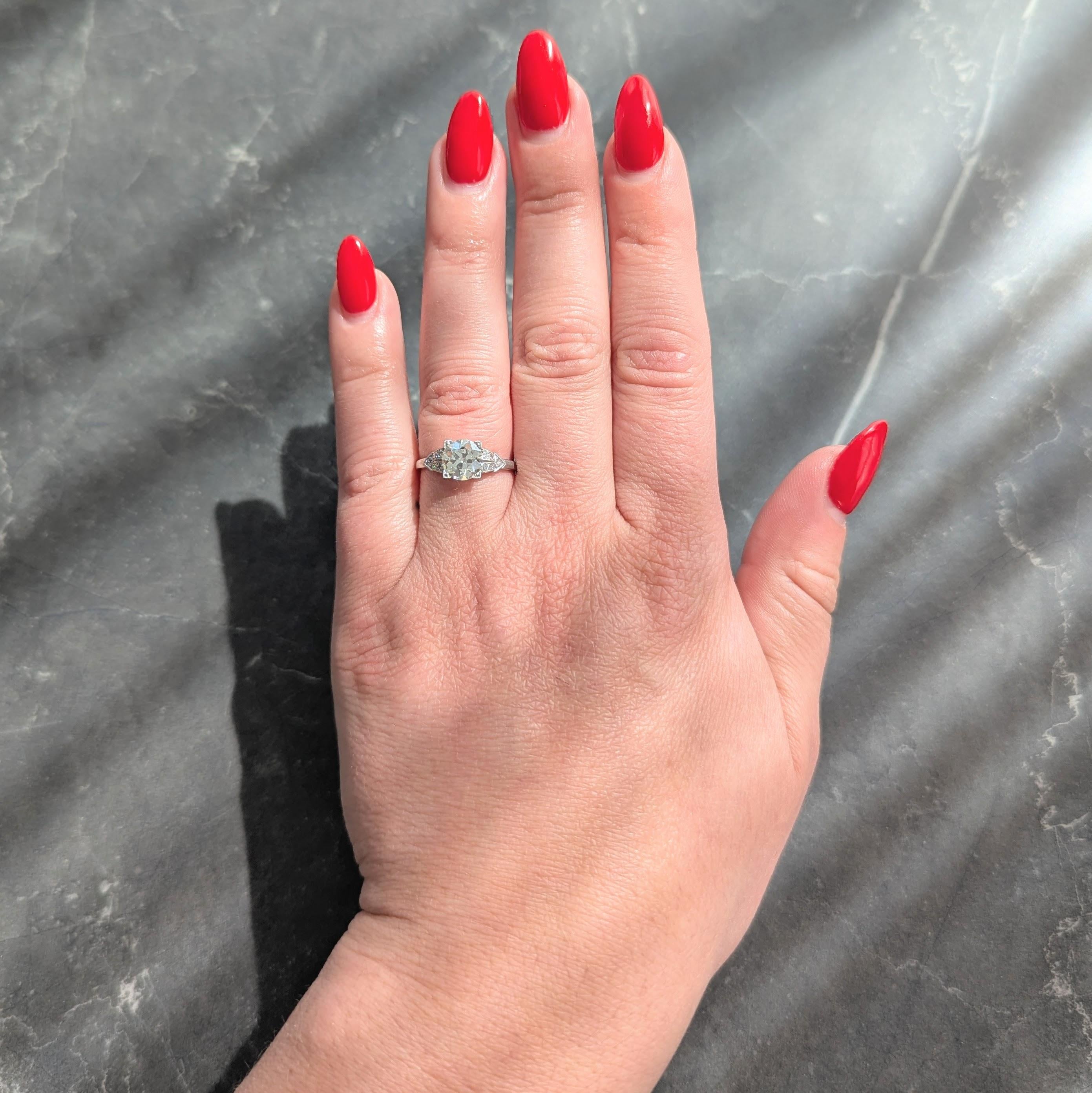 Art Deco 1.25 Center Old European Diamond Ribbon Vintage Engagement Ring