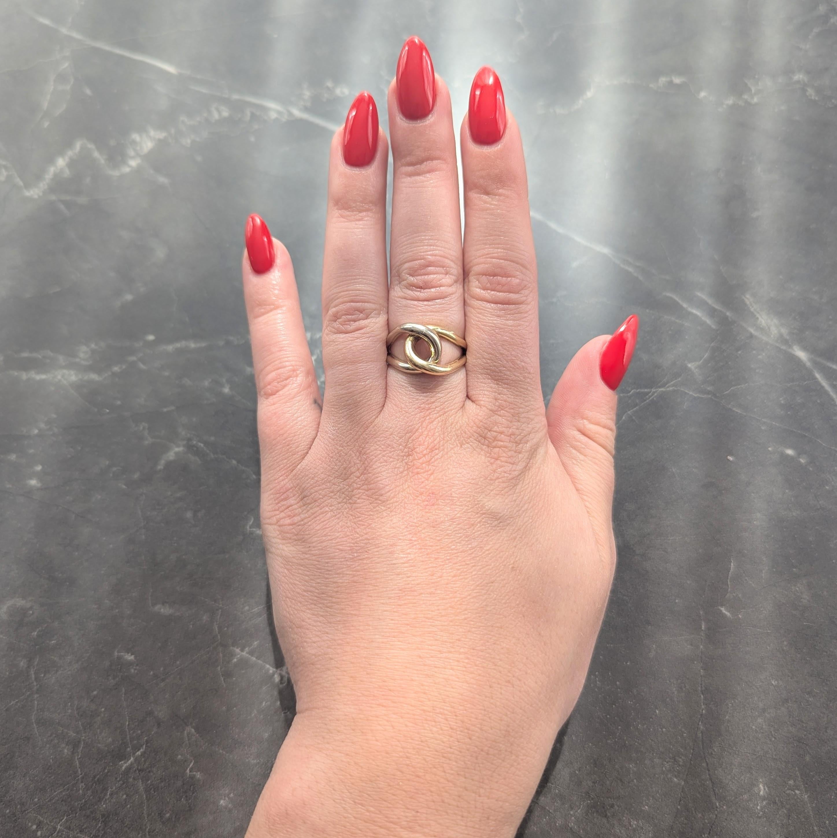 Cartier 1970's 18 Karat Two-Tone Yellow White Gold Vintage locking Loop Ring